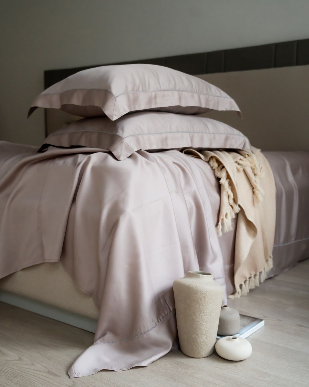 Lavender Tencel Bedsheet Set with Lace