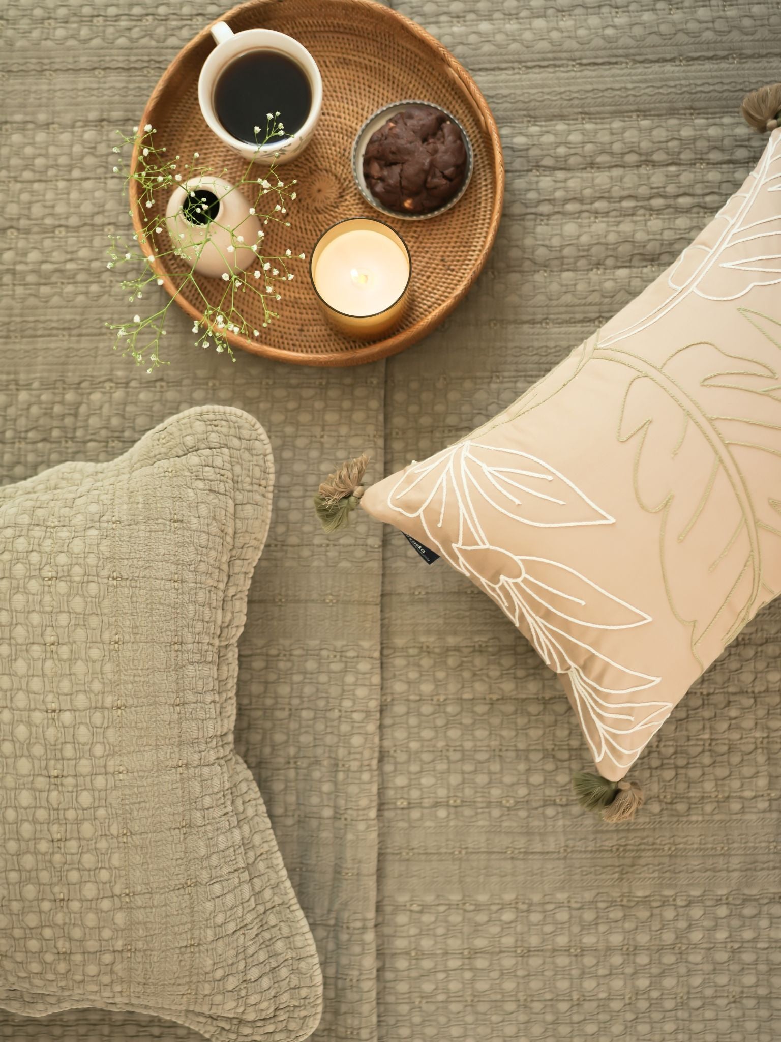 Nuance Khaki Cotton Bedding Set (8 PC Set)