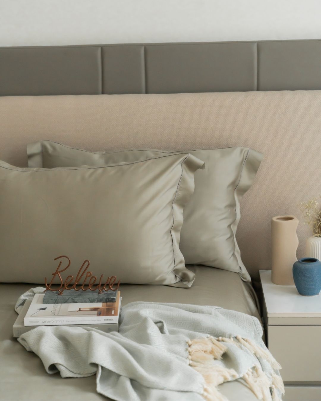 Pistachio Tencel Bedsheet Set with Lace