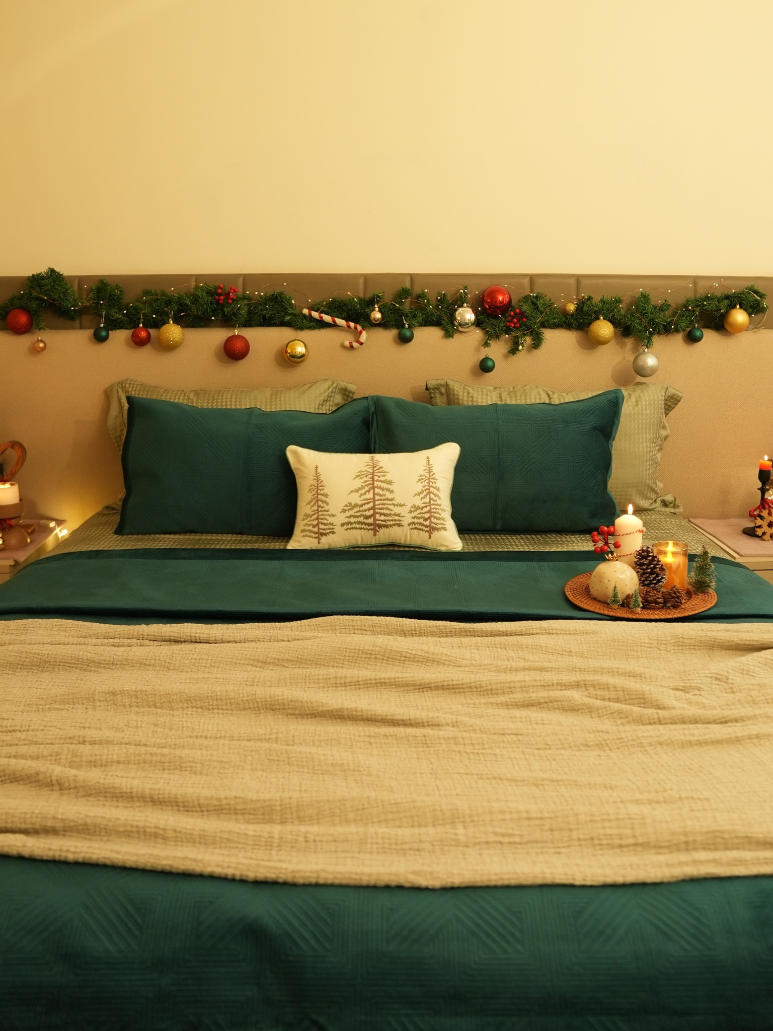 Bonito Emerald Green Velvet Sage Tencel Christmas Bedding Set