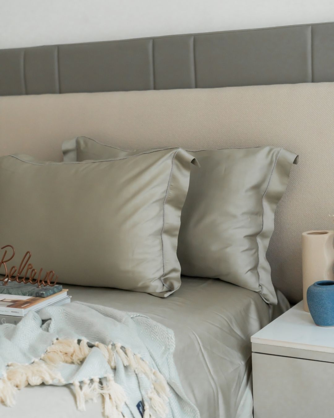 Pistachio Tencel Bedsheet Set with Lace