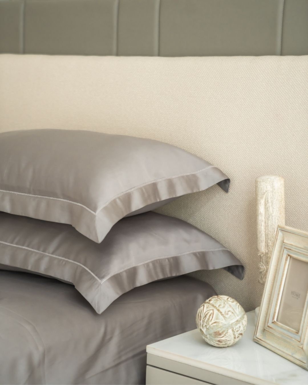 Stone Tencel Bedsheet Set with Lace