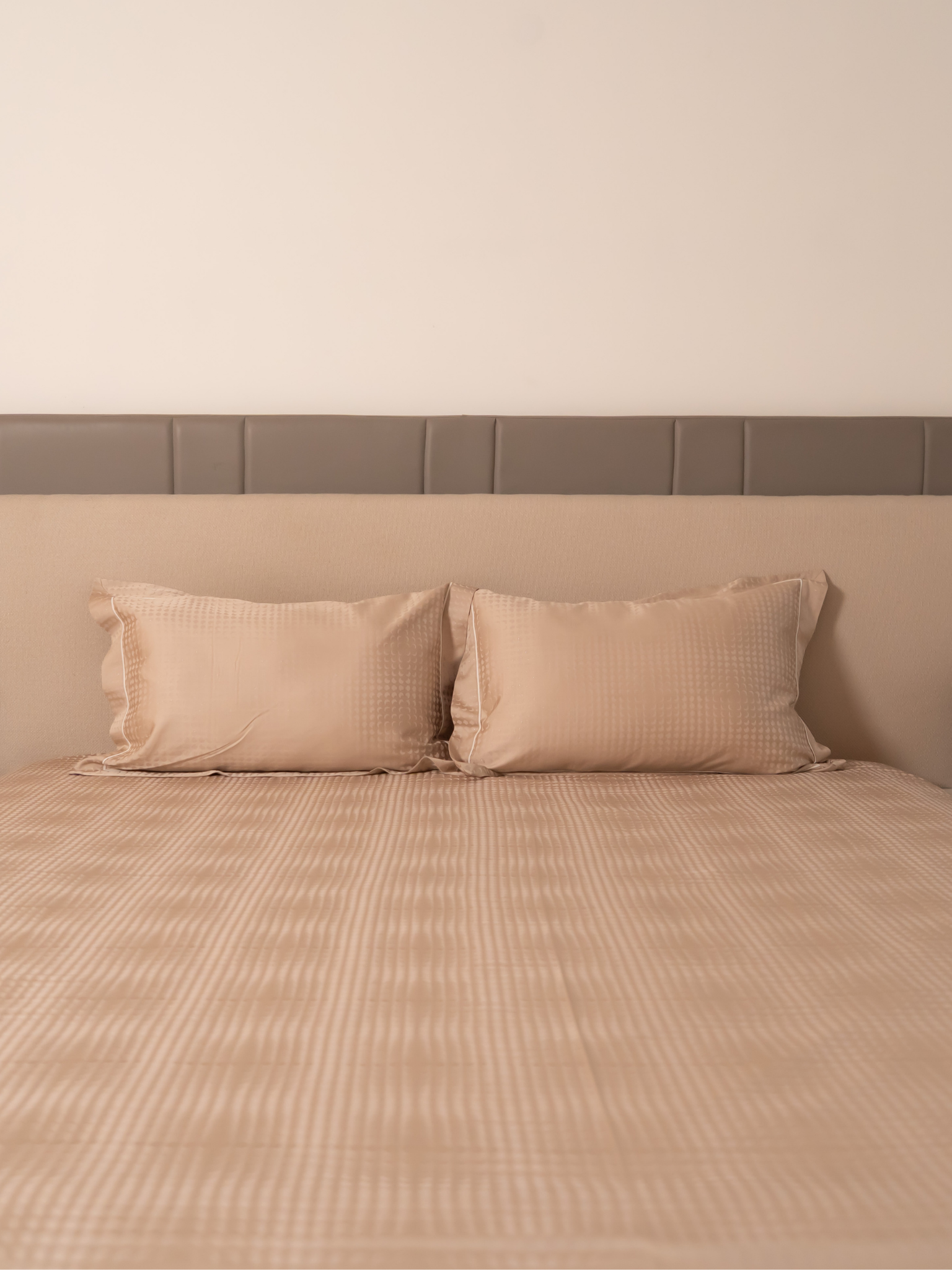 Biscotti Beige Premium Tencel Jacquard Bedsheet Set with Lace