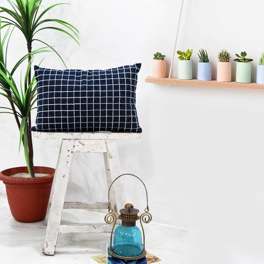 Florida Denim Cushion Cover Embroidered Geometric Denim Sofa Cushion Pillow Case 12" X 18"…