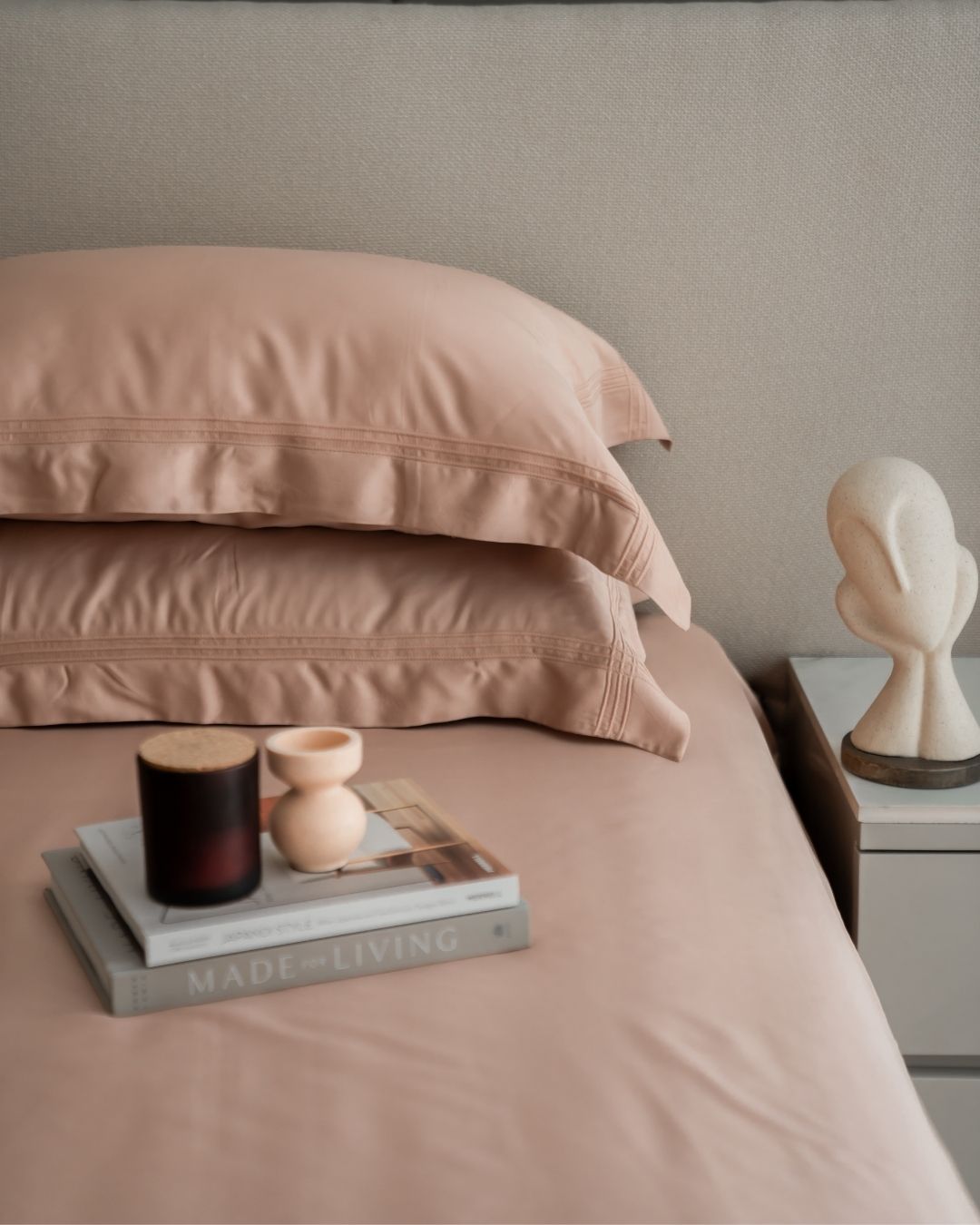 Creme Pleated Bamboo Bedsheet Set