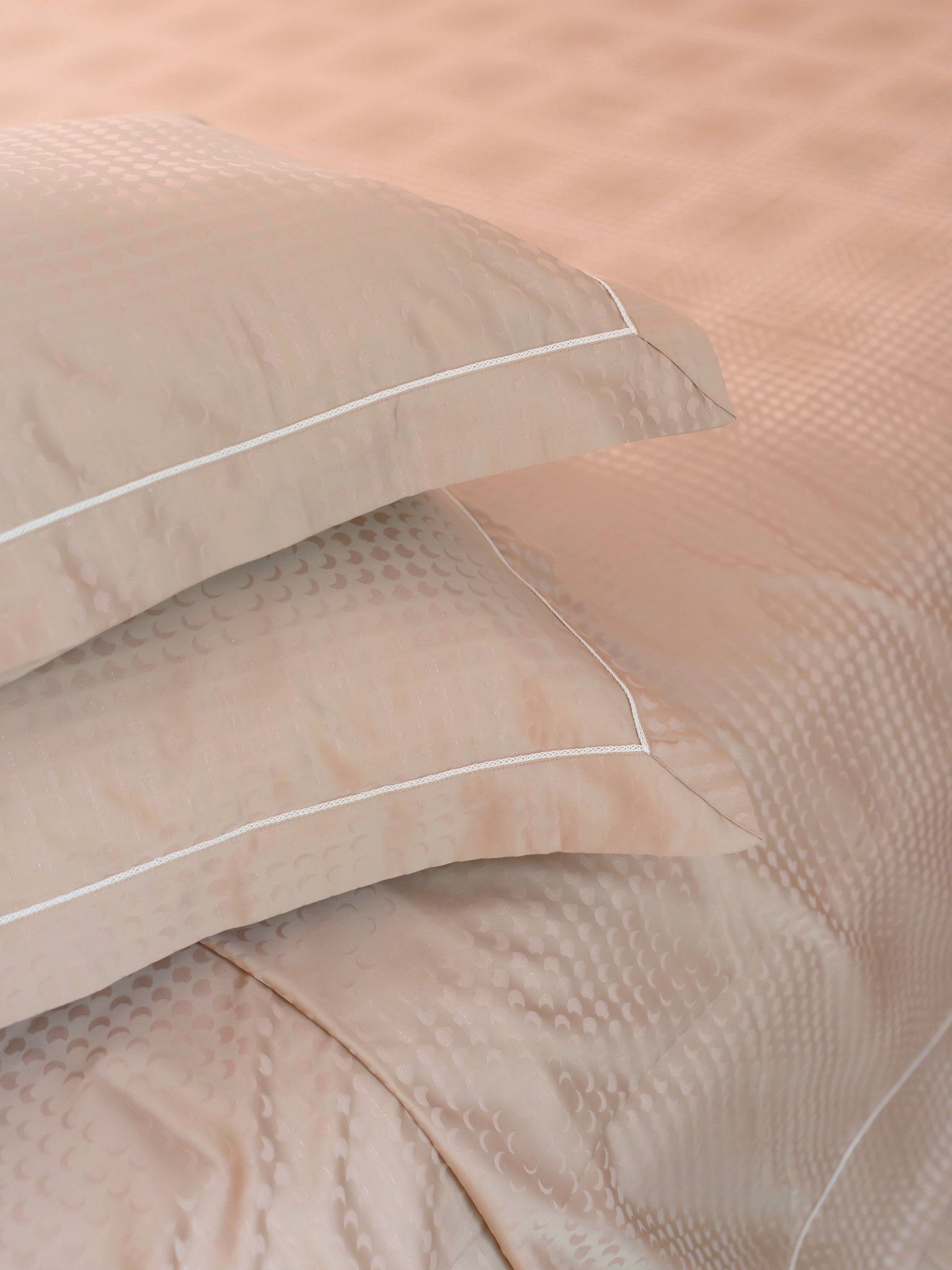 Biscotti Beige Premium Tencel Jacquard Bedsheet Set with Lace