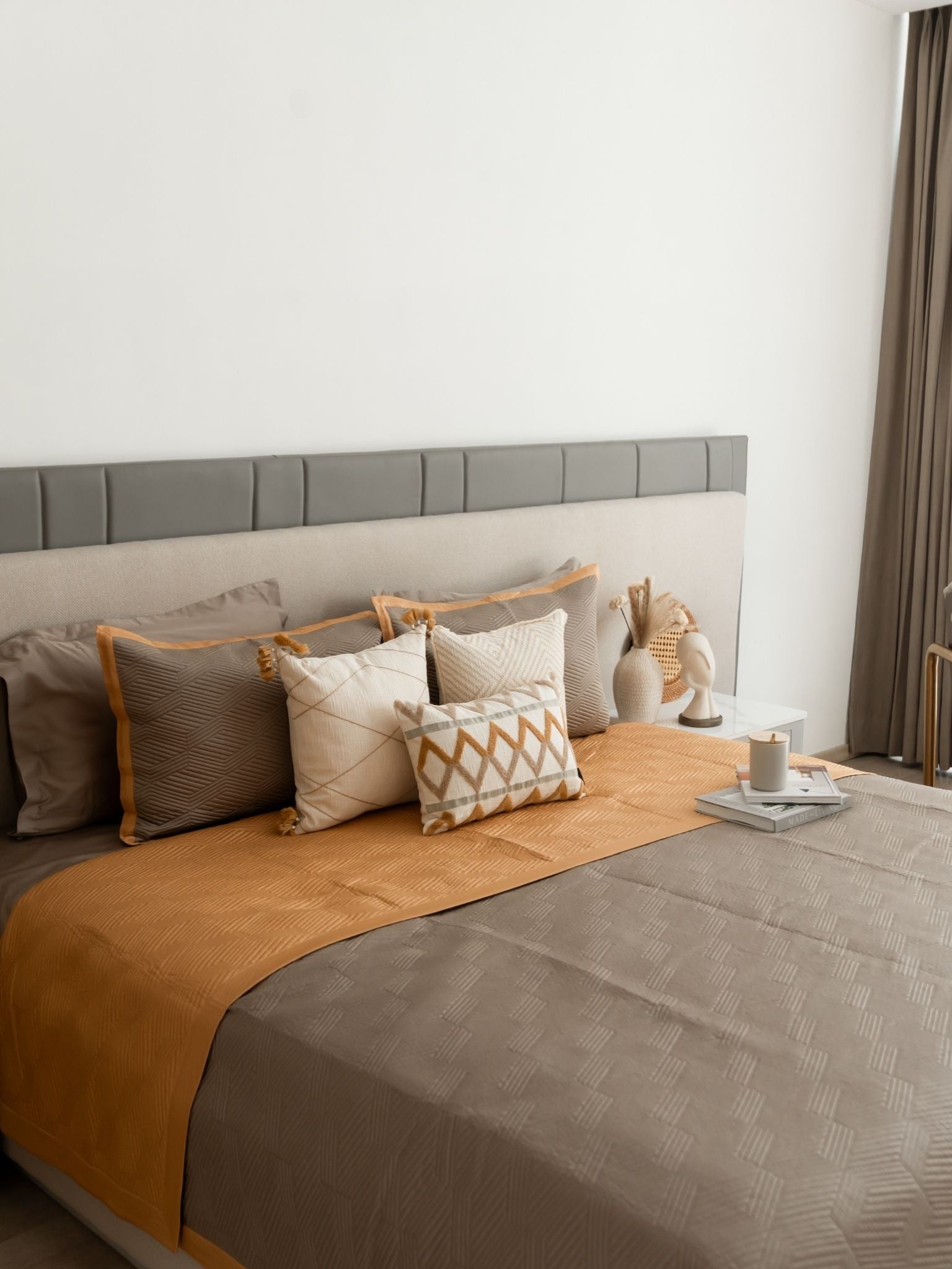 Adelle Mocha and Honey Mustard 300TC Cotton Bedding Set (10 PC Set)