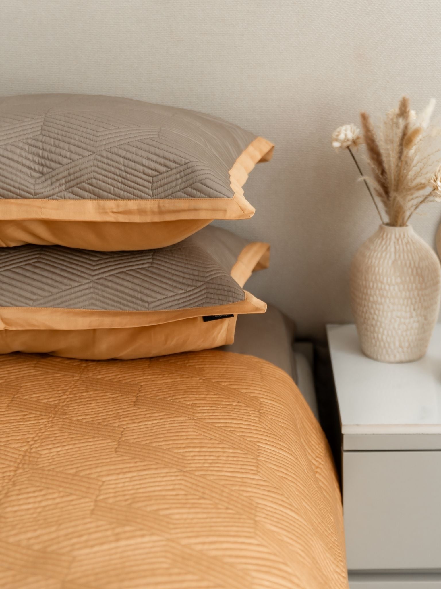 Adelle Mocha and Honey Mustard Cotton Reversible Bedspread