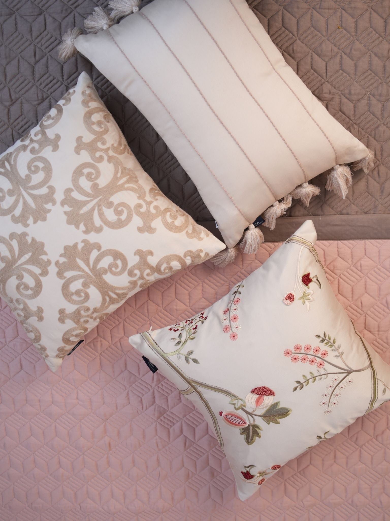 Adore Rose and Taupe 300TC Cotton Bedding Set (10 PC Set)
