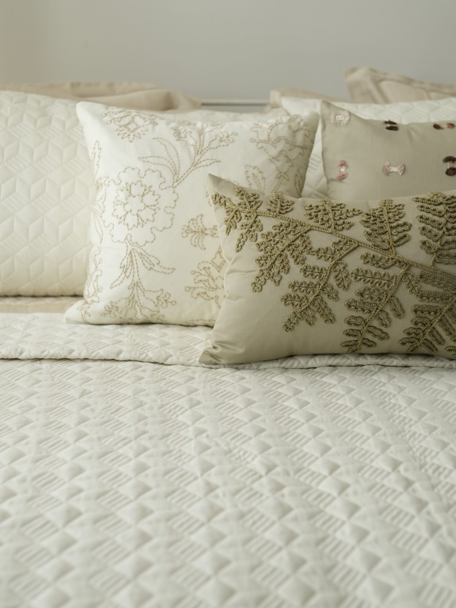 Adore Oats Beige and Ivory 300TC Cotton Bedding Set (10 PC Set)