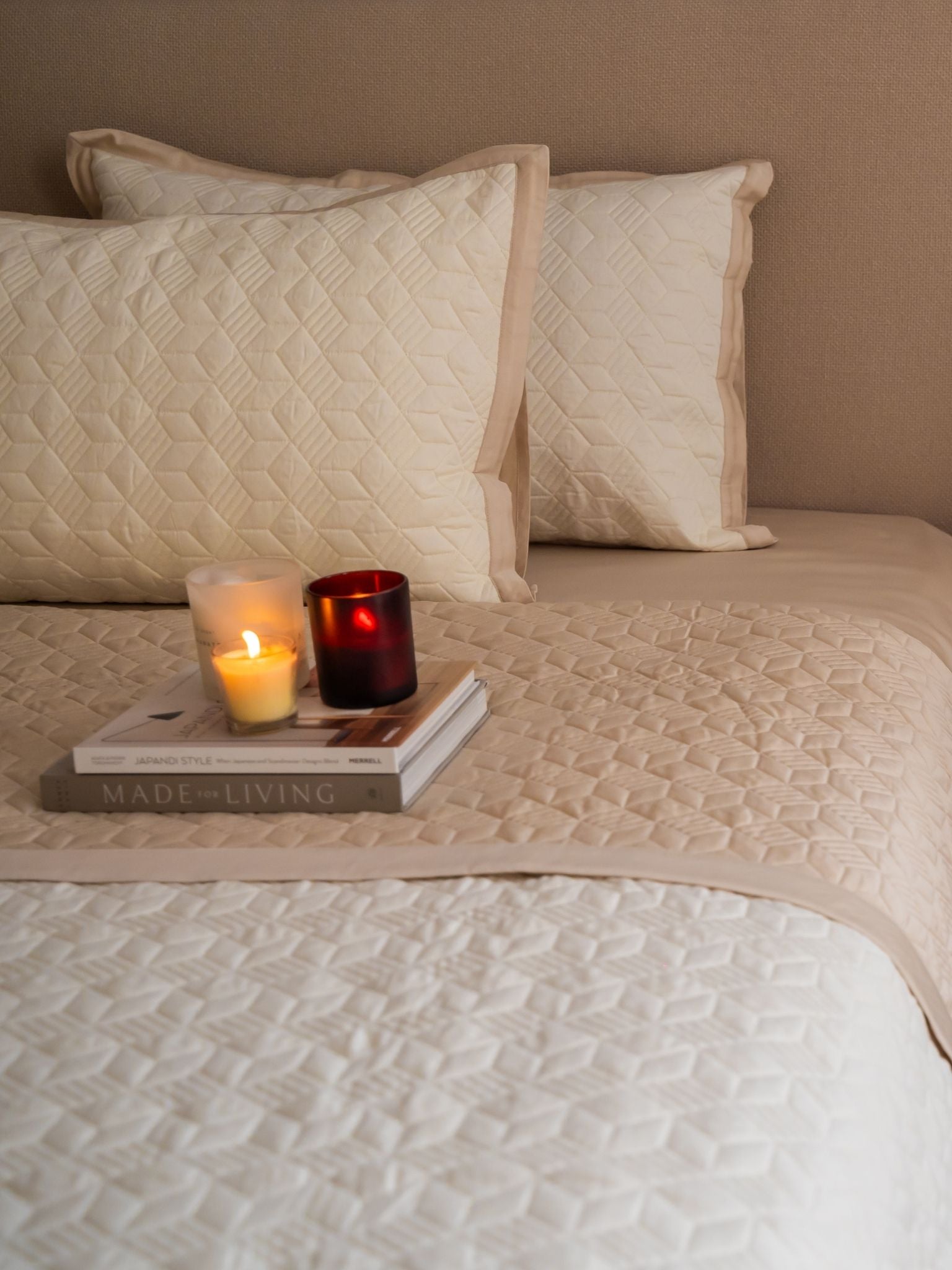 Adore Oats Beige and Ivory 300TC Cotton Bedding Set (10 PC Set)