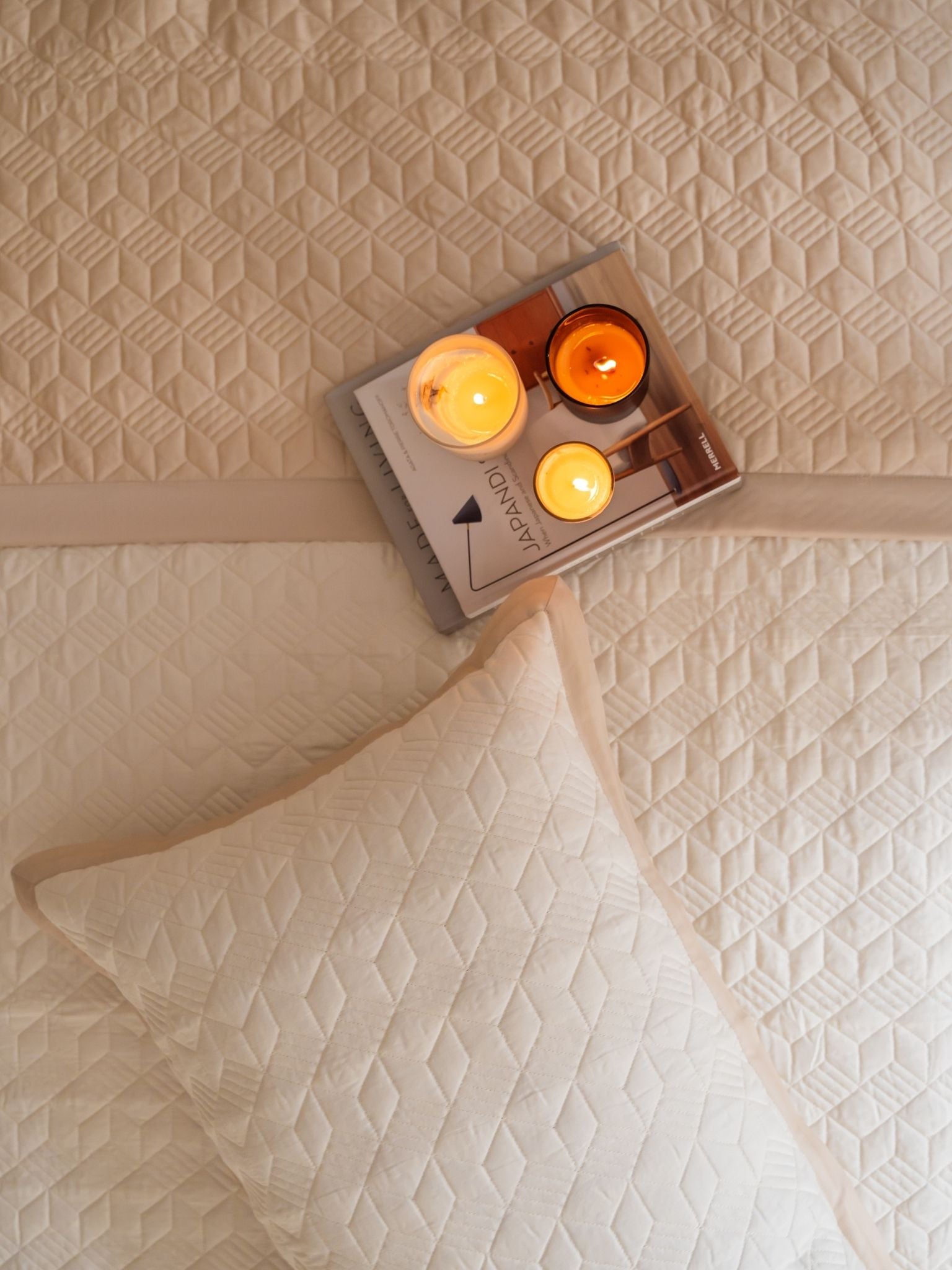 Oats Beige and Ivory Adore Cotton Reversible Bedspread