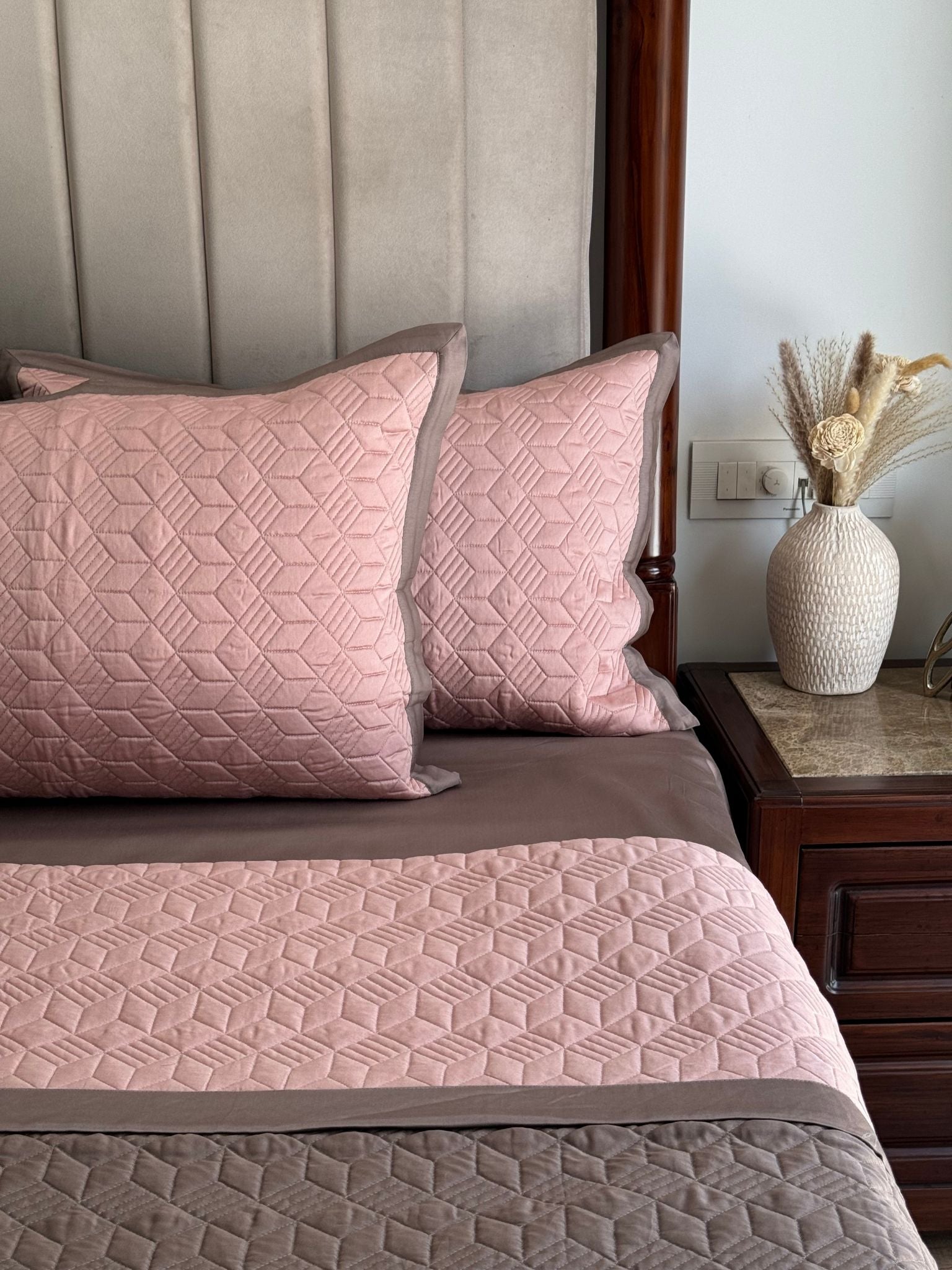 Adore Rose and Taupe 300TC Cotton Bedding Set (10 PC Set)