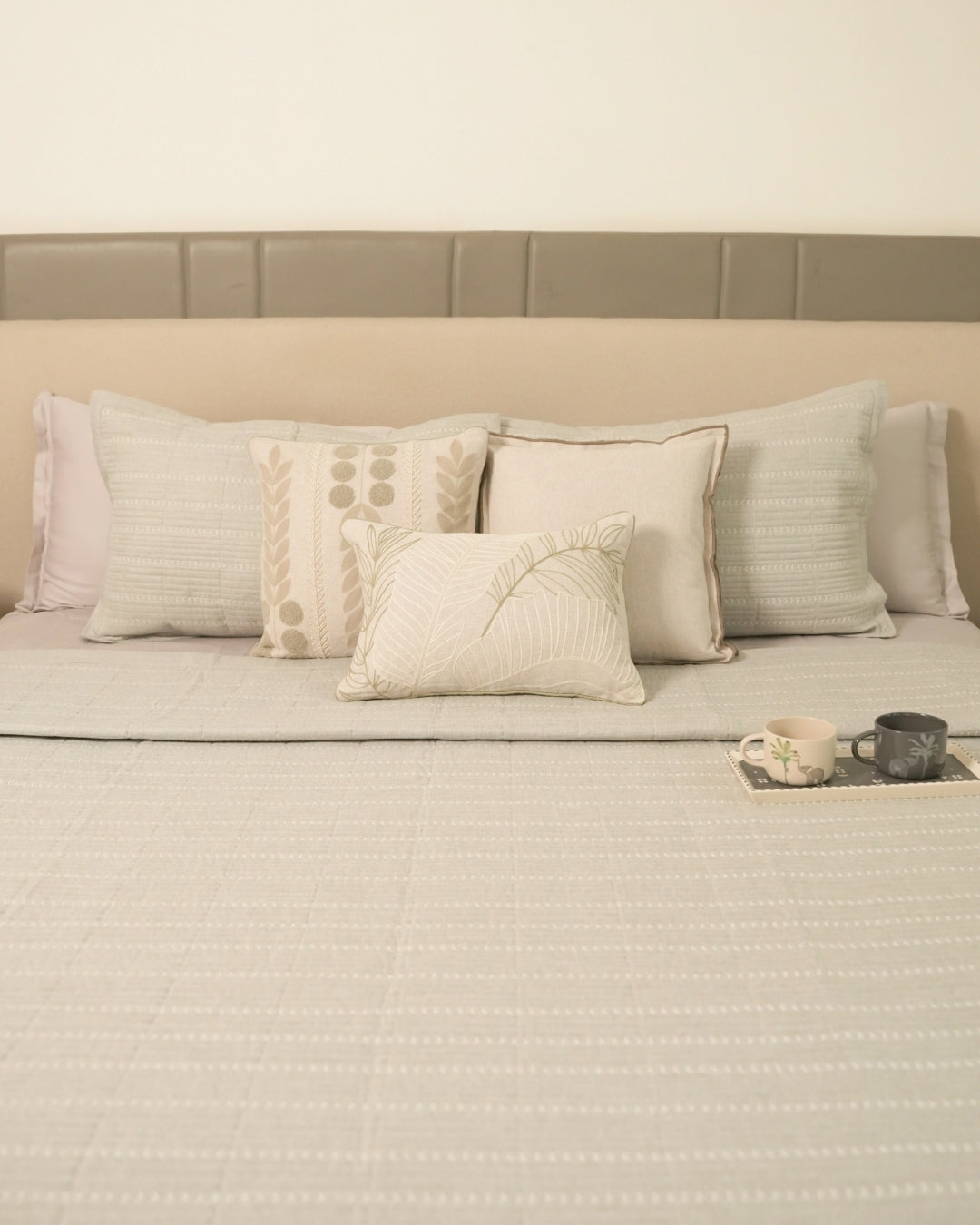 Aurelia Grey Quilted Bedspread Set