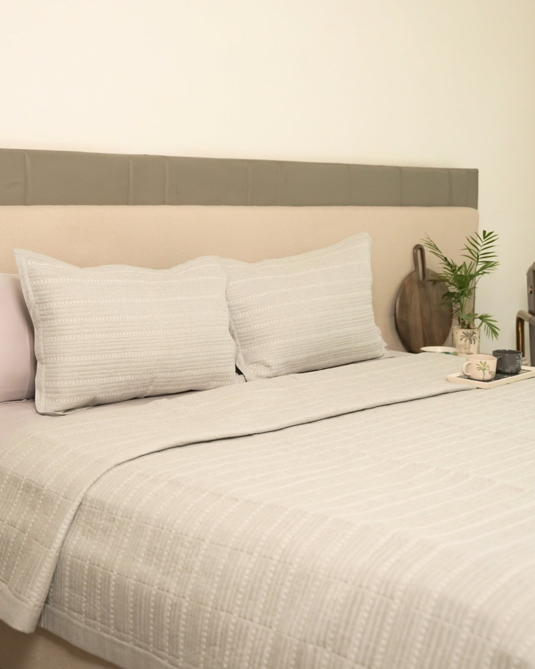 Aurelia Grey Quilted Bedspread Set