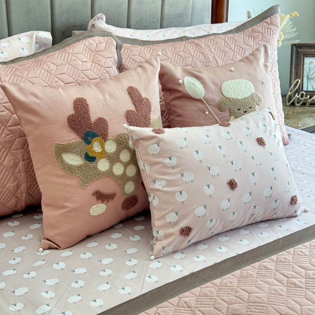 Baa Baa Boutique Rose and Taupe Kids Bedding Set (10 PC Set)