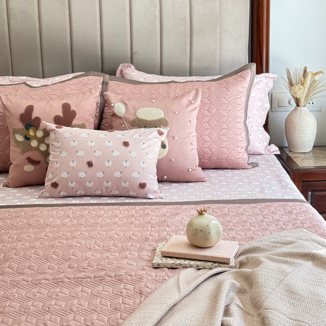 Baa Baa Boutique Rose and Taupe Kids Bedding Set (10 PC Set)