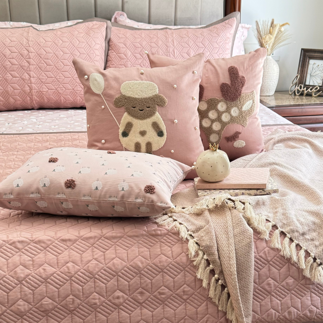 Baa Baa Boutique Rose and Taupe Kids Bedding Set (10 PC Set)