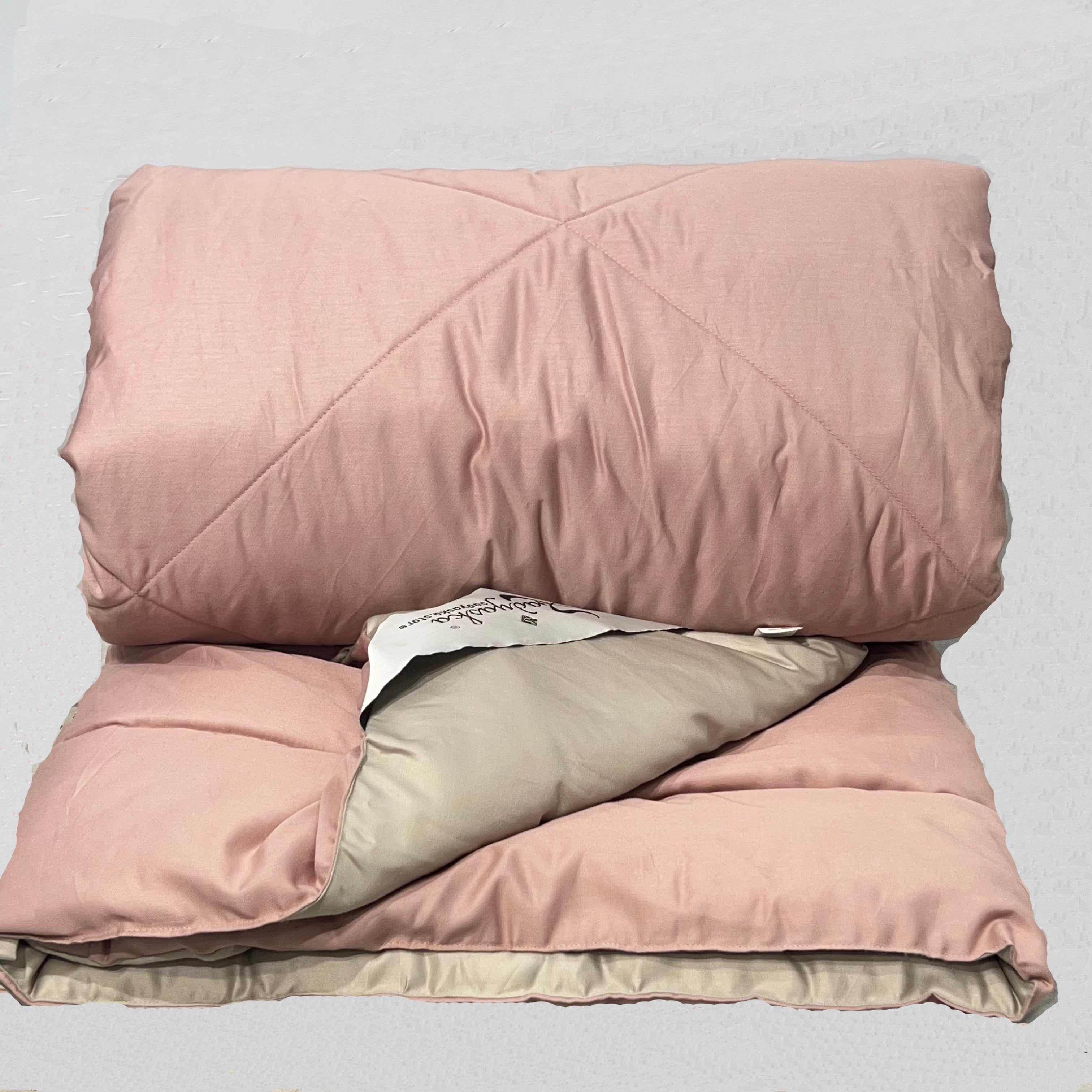 Beige and Old Rose 1000TC Cotton Rich Reversible Downfill Quilt