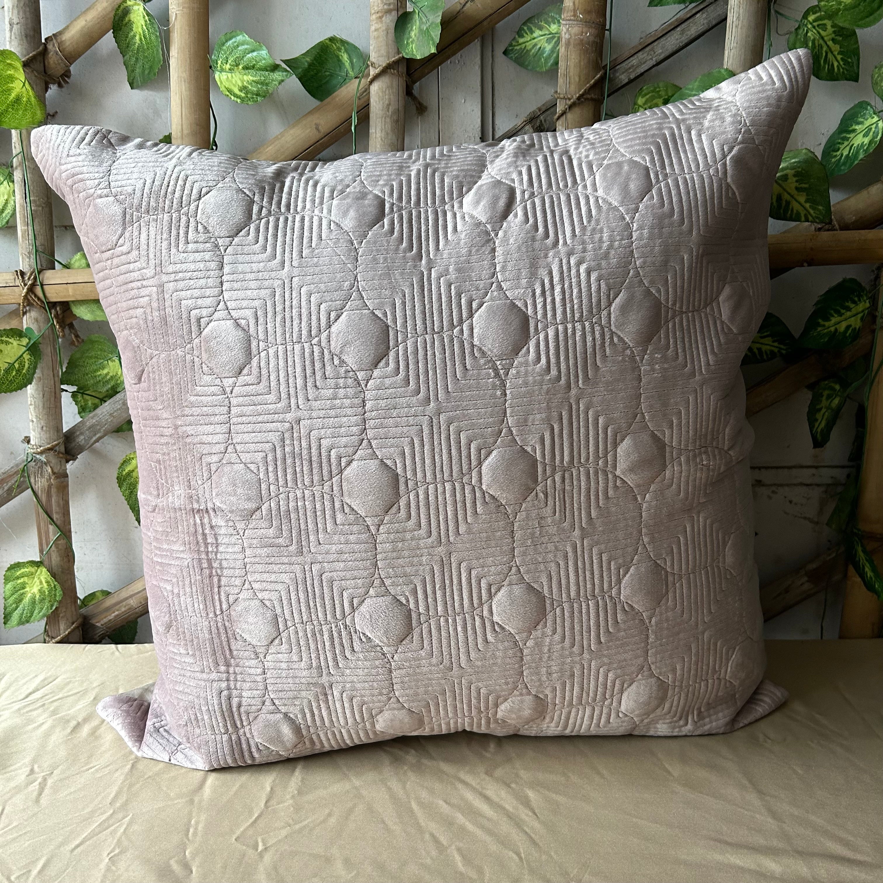 Bubble Onion Pink Quilted Velvet Euro Sham