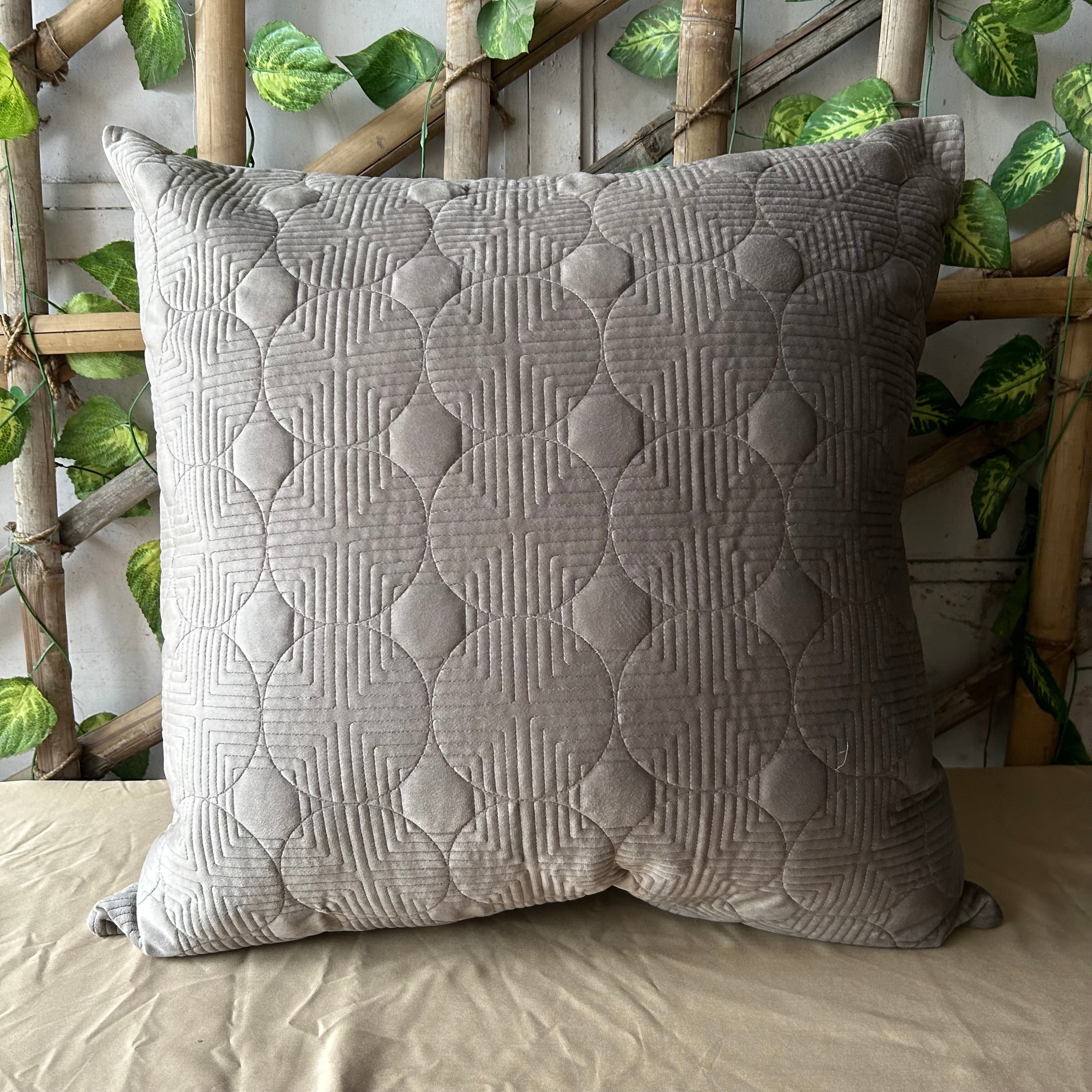 Bubble Silver Quilted Reversible Velvet Euro Sham