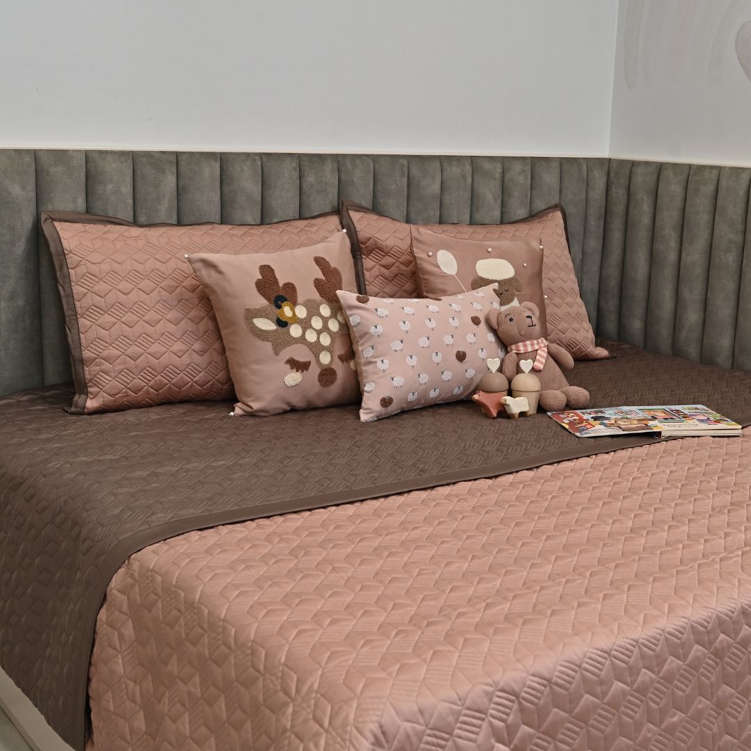 Baa Baa Boutique Rose and Taupe Kids Bedding Set (10 PC Set)