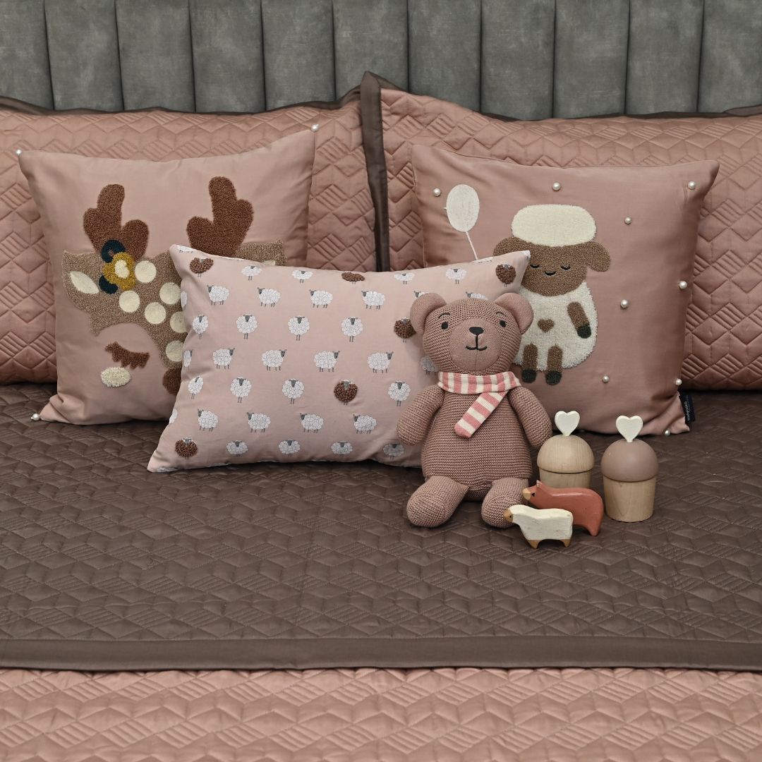 Baa Baa Boutique Rose and Taupe Kids Bedding Set (10 PC Set)