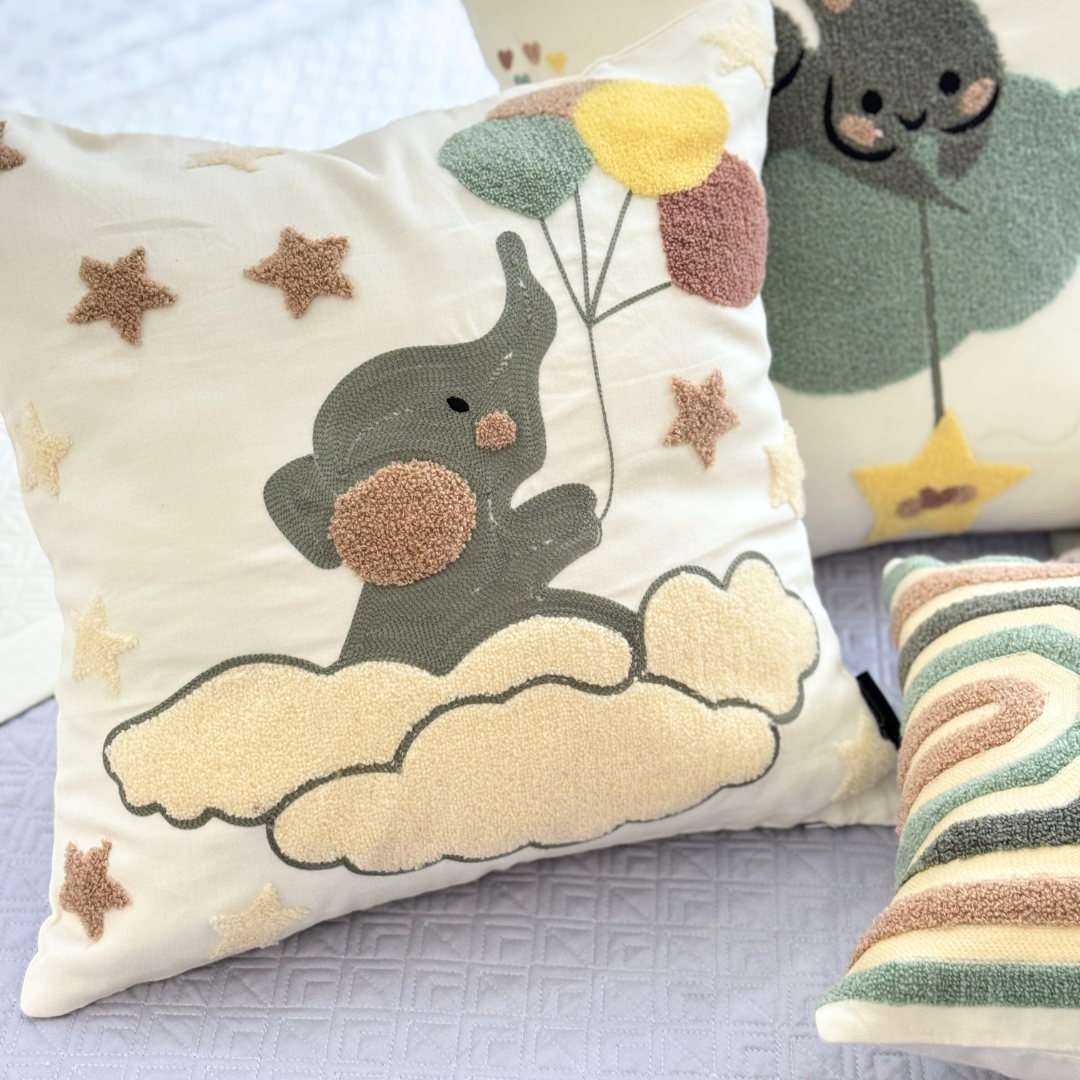Cloud Dreams Smoke Blue and Ivory Kids Bedding Set (10 PC Set)