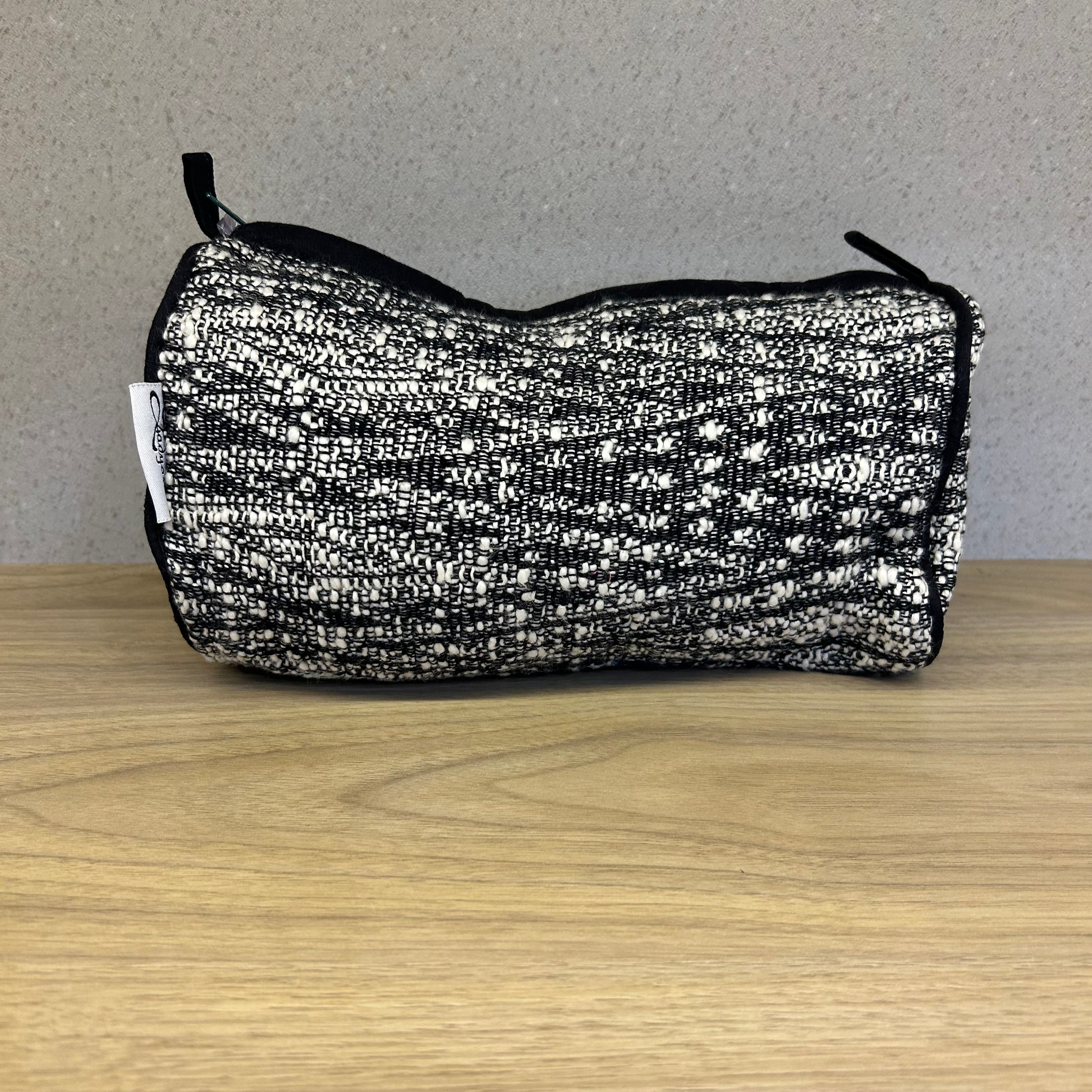 Black and White Chevron Cotton Medium Size Woven Wedding Jewelry Pouch / Cosmetic / Make Up Case Multifunction Storage