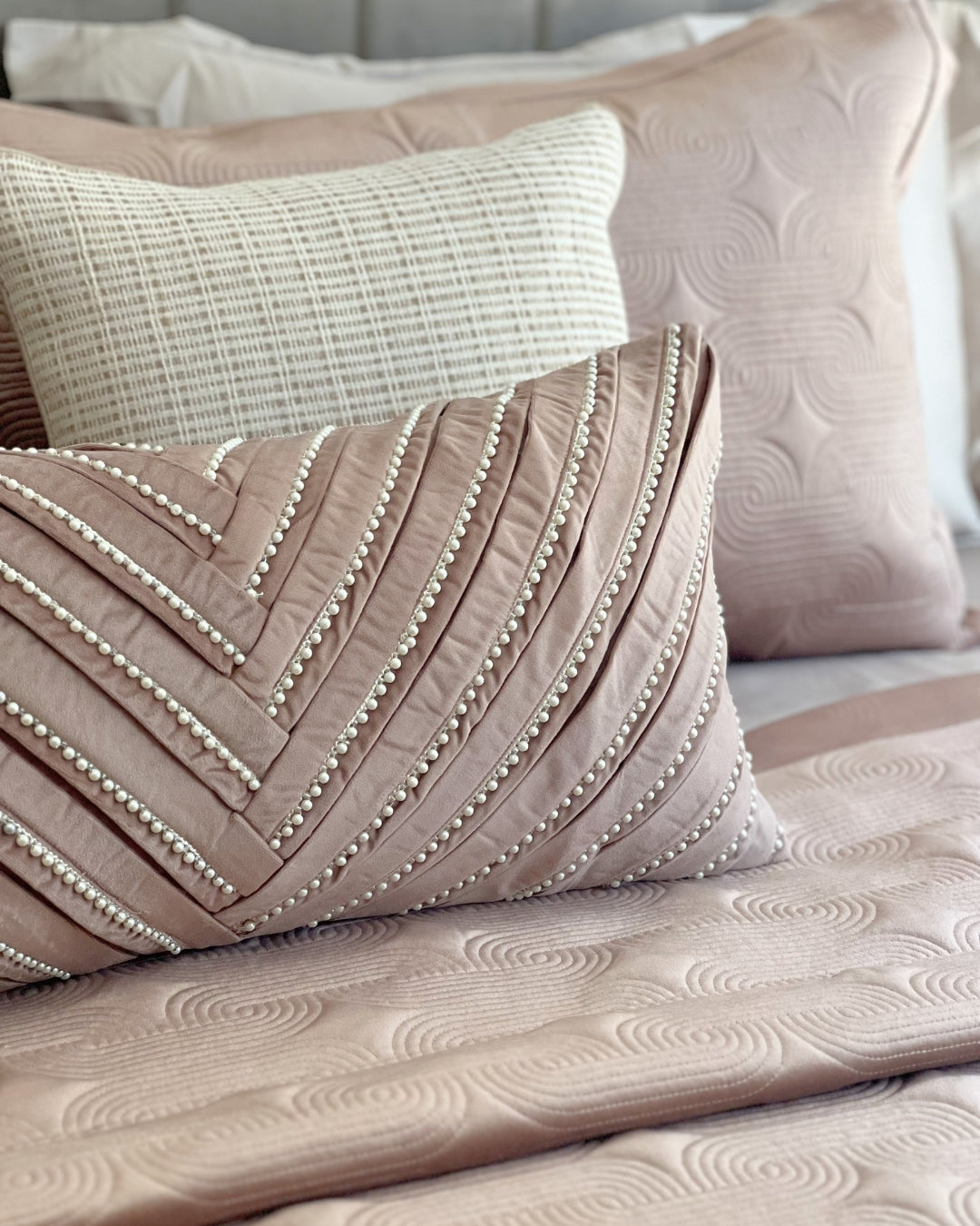 Evelyn Beige Cotton Hand Woven Cushion Cover 16x16
