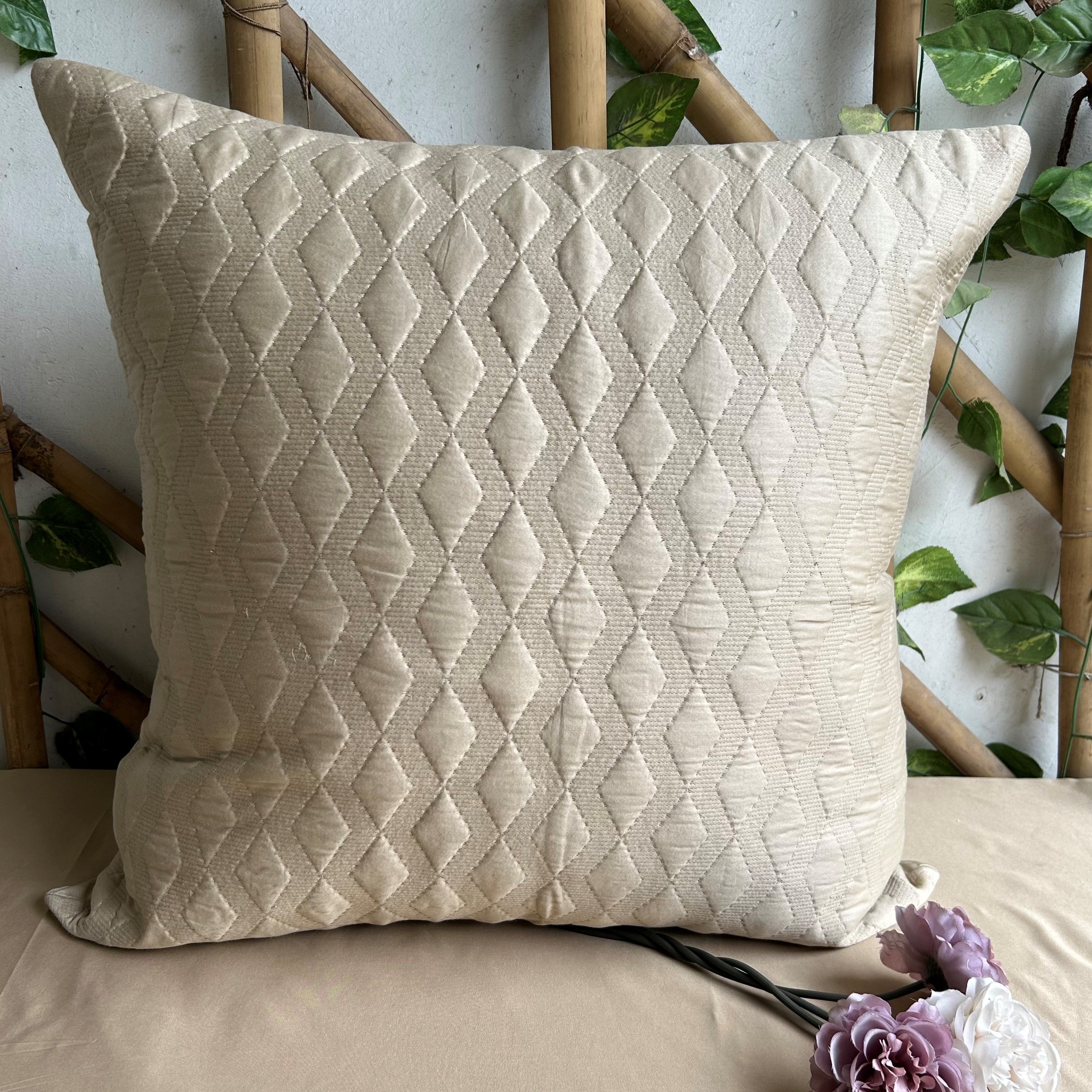Chrysler Beige Quilted Cotton Euro Sham