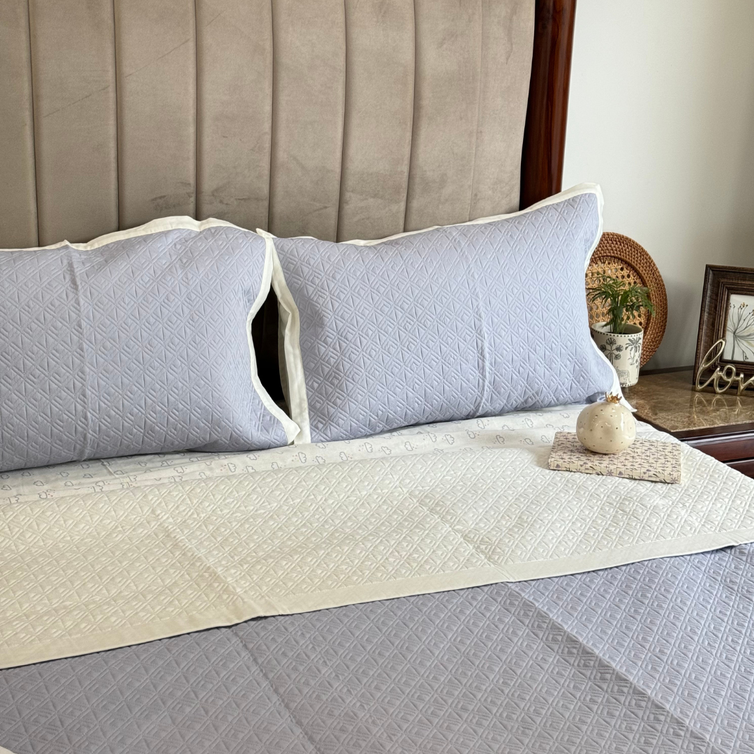 Cloud Dreams Smoke Blue and Ivory Kids Bedding Set (10 PC Set)