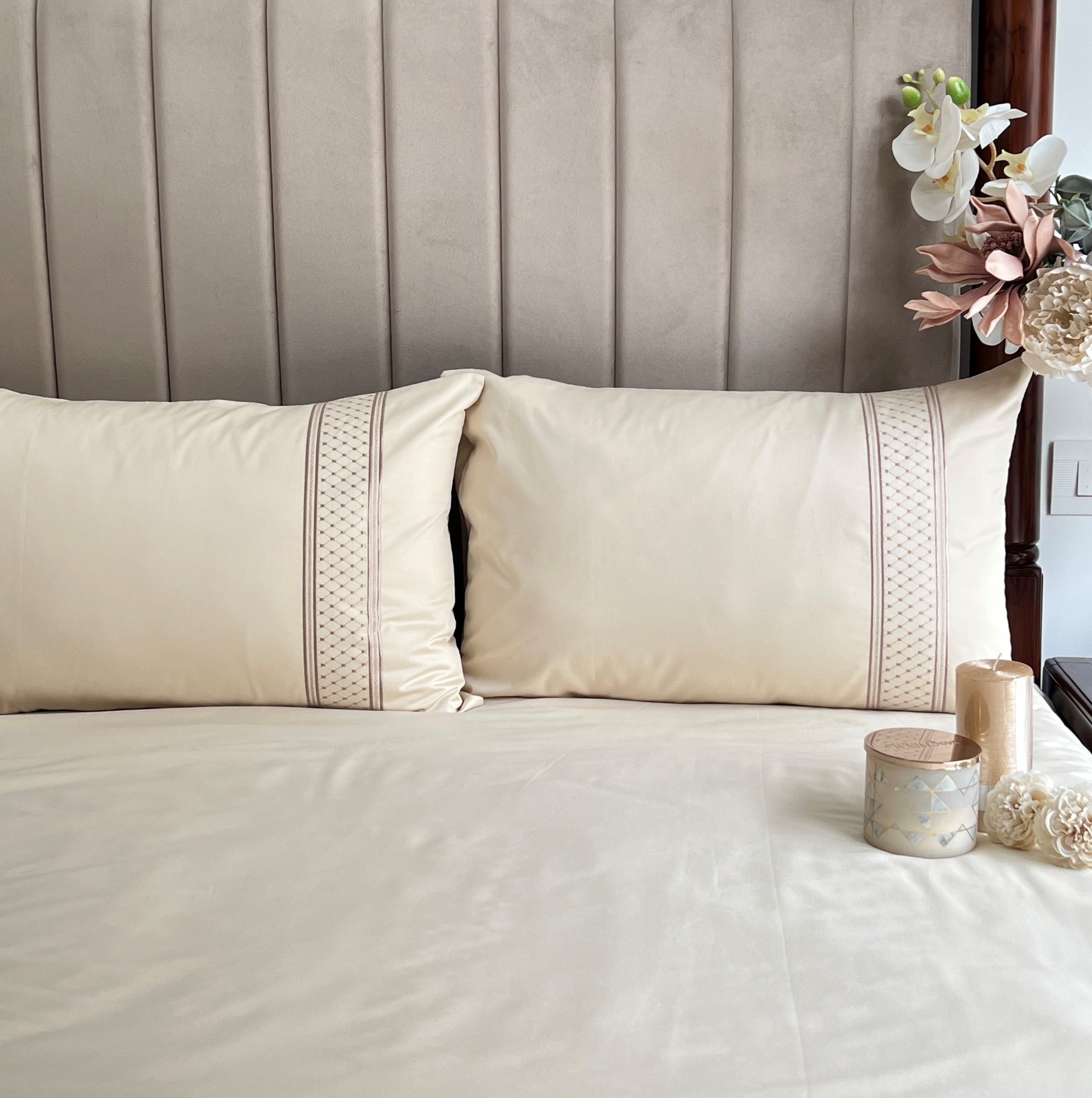 600TC Cotton Checkers Beige Beyond Bedsheet Set