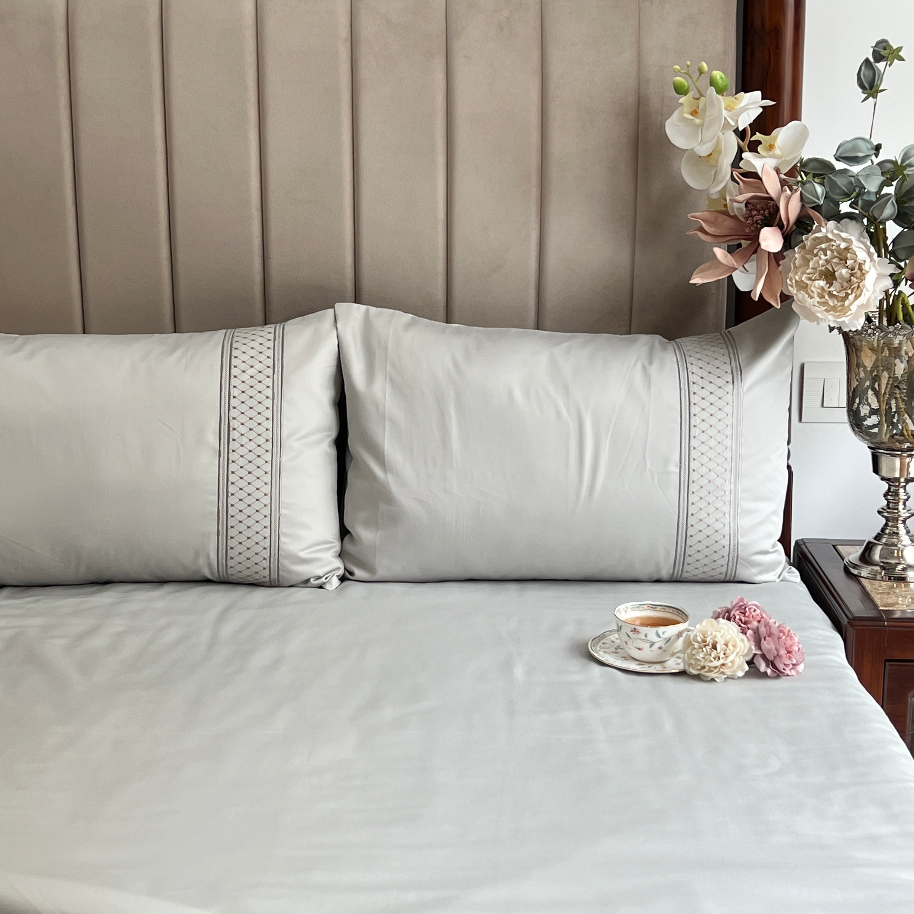 600TC Cotton Checkers Platinum Beyond Bedsheet Set