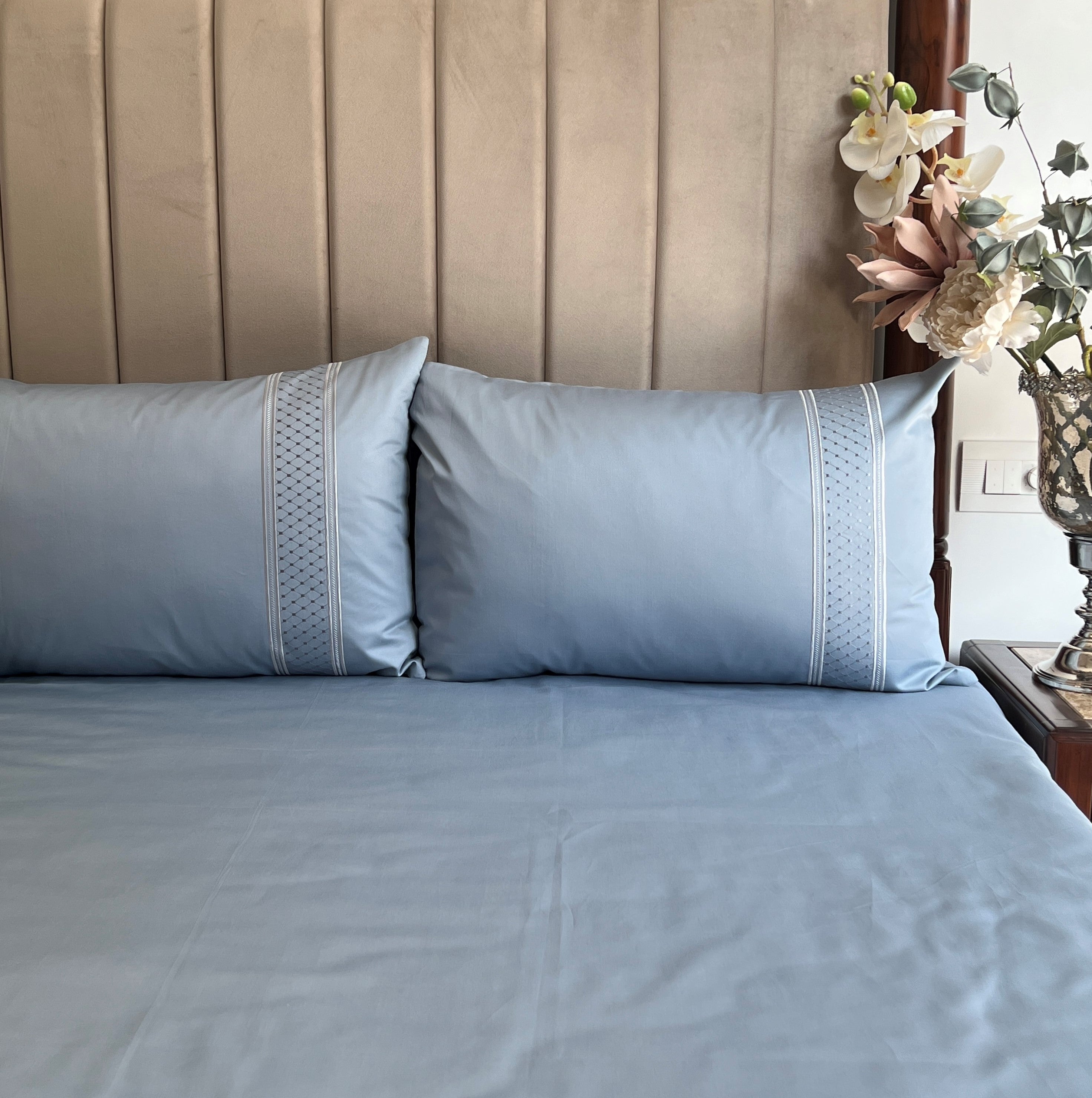 600TC Cotton Checkers Sea Blue Beyond Bedsheet Set