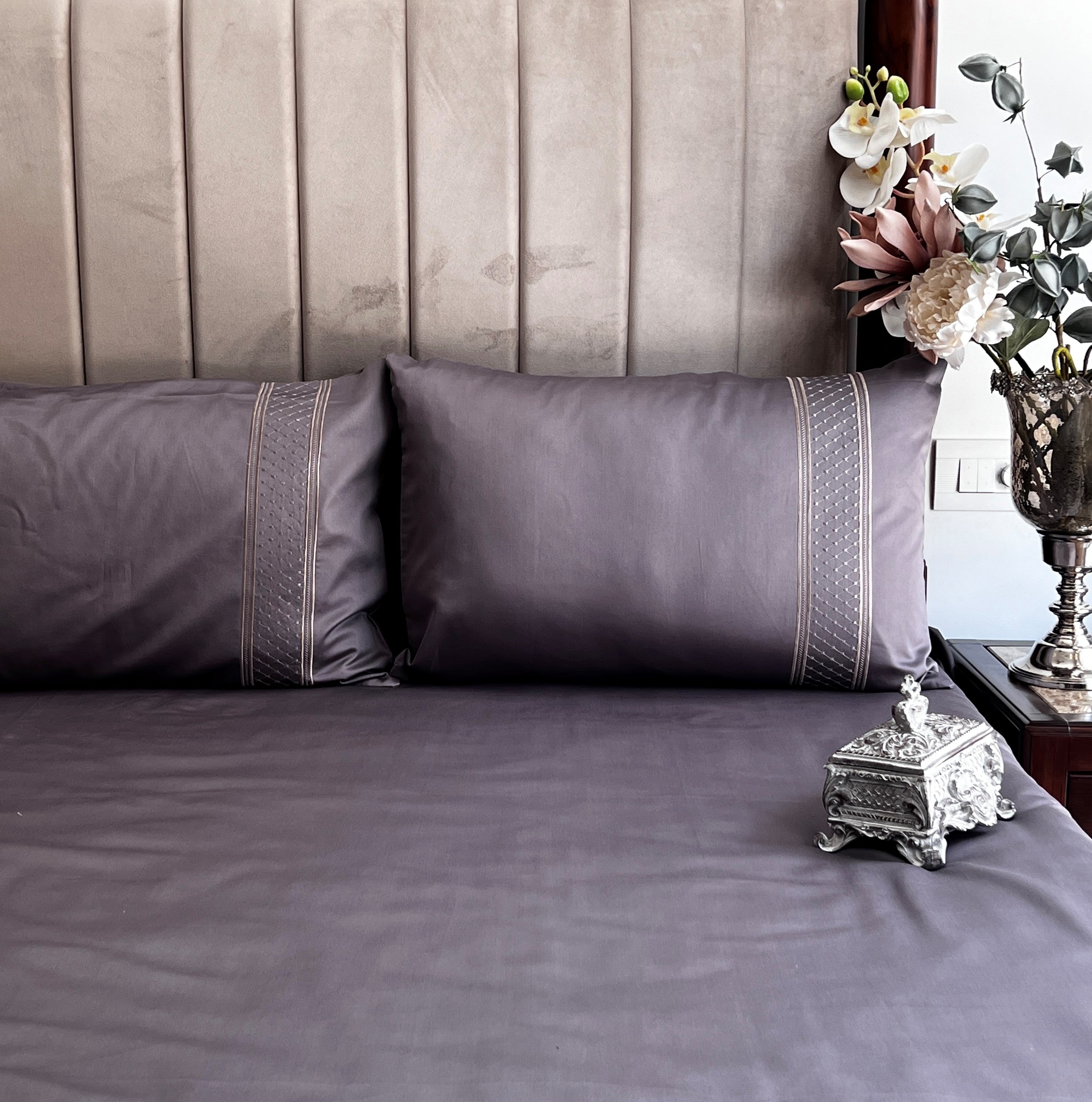 600TC Cotton Checkers Titanium Grey Beyond Bedsheet Set