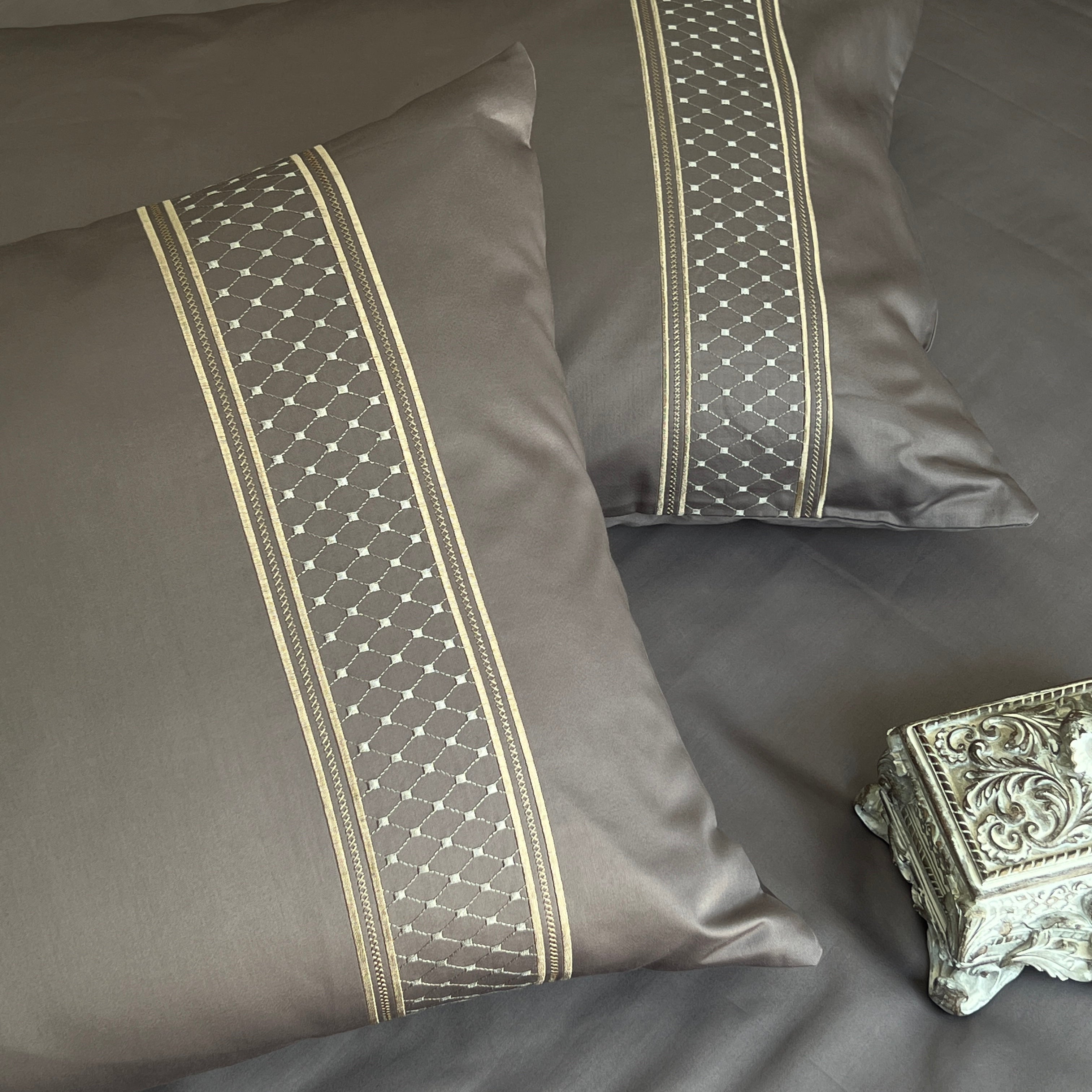 600TC Cotton Checkers Titanium Grey Beyond Bedsheet Set