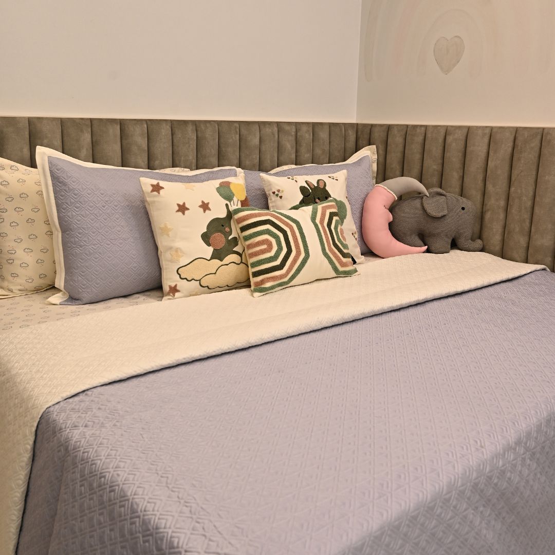 Cloud Dreams Smoke Blue and Ivory Kids Bedding Set (10 PC Set)
