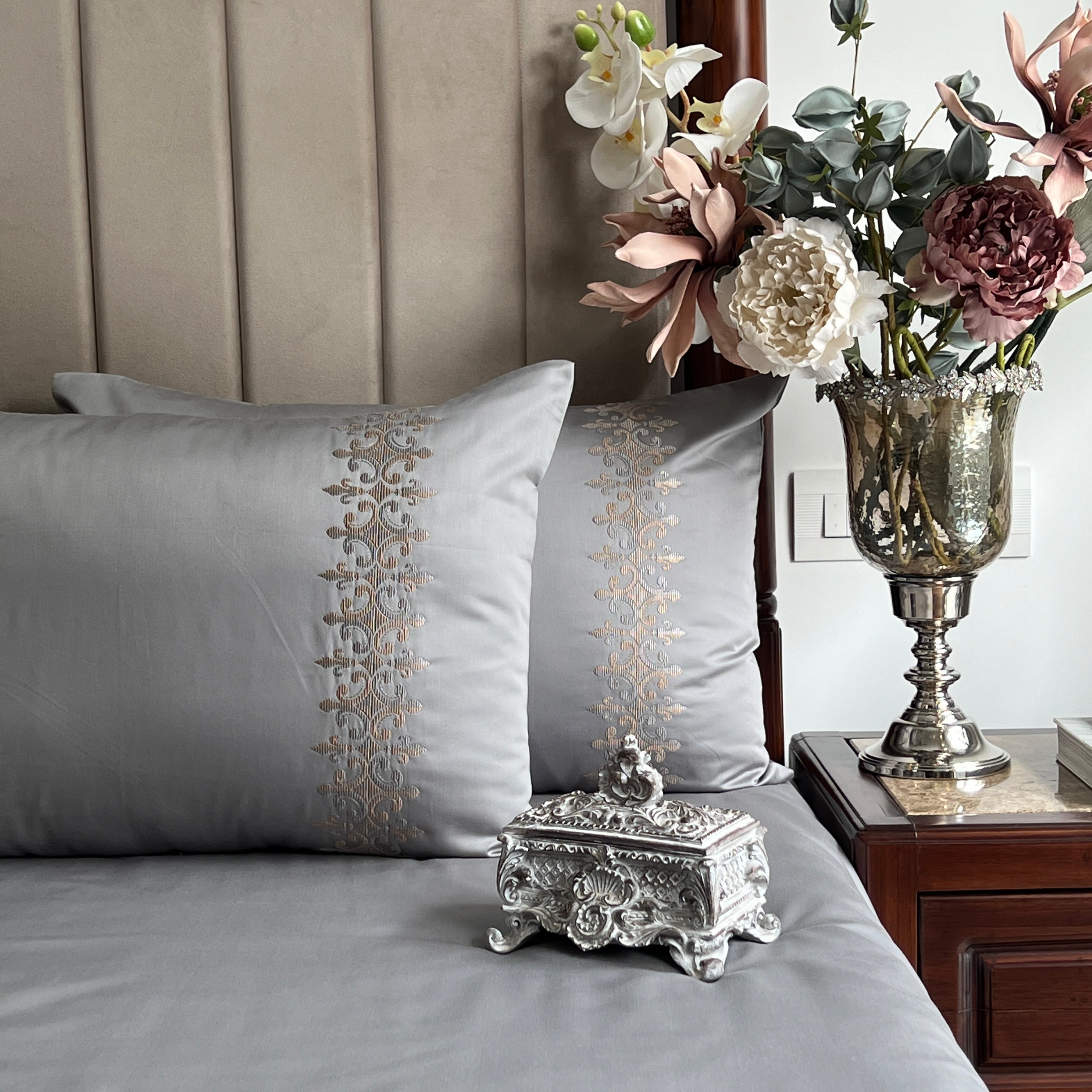 600TC Cotton Crown Steel Grey Beyond Bedsheet Set