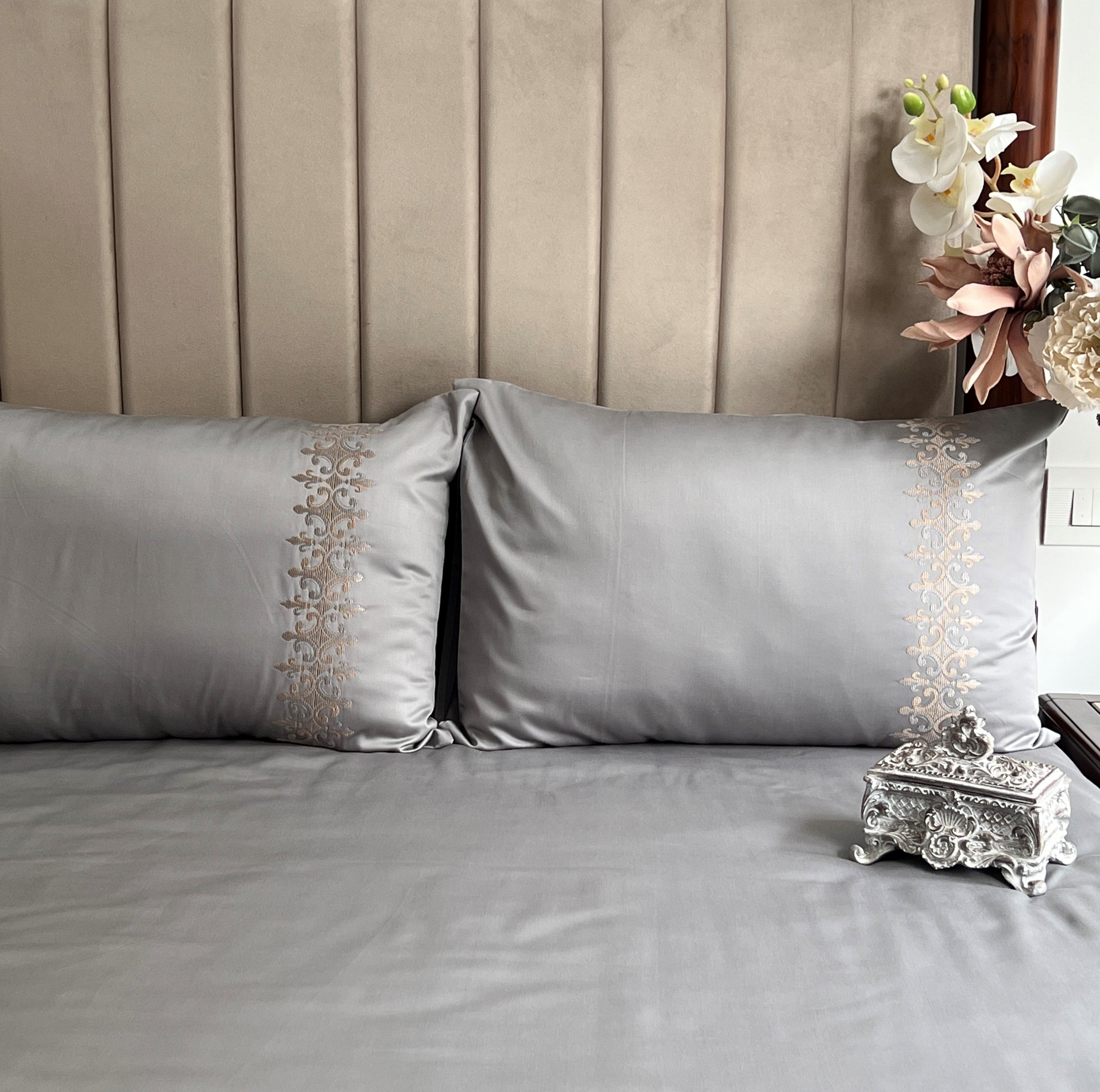 600TC Cotton Crown Steel Grey Beyond Bedsheet Set