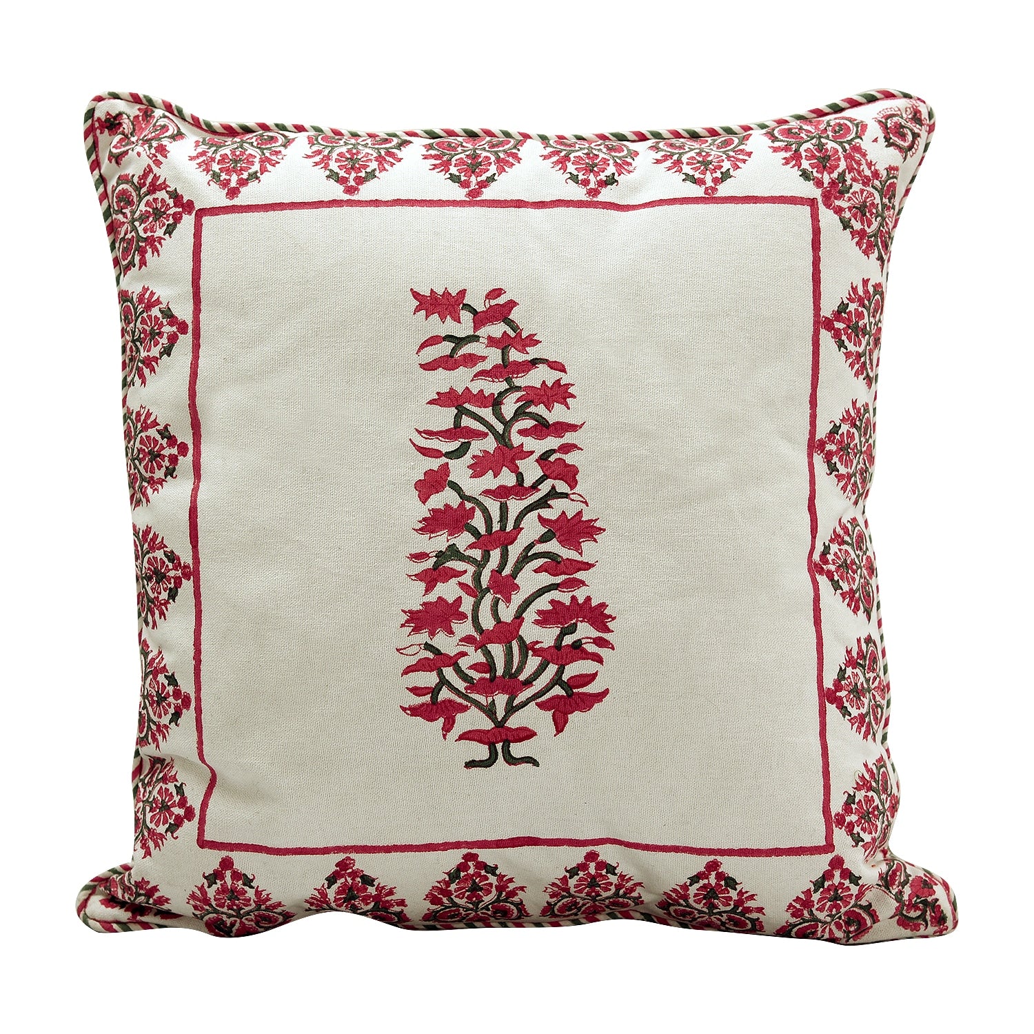 Ruh Hand Block Printed Ethnic Cushion Cover…