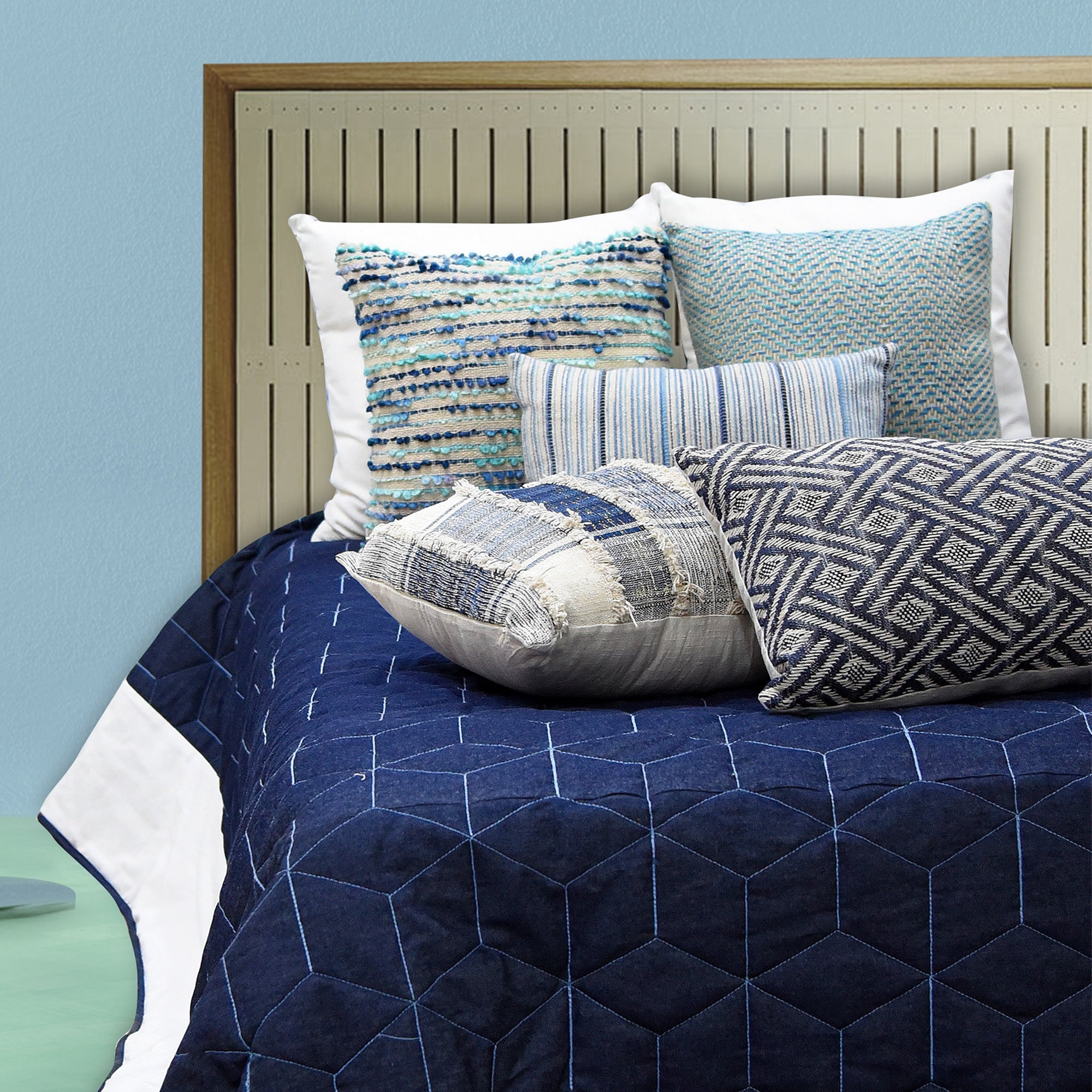 Navy Chambray Quilted Bedspread