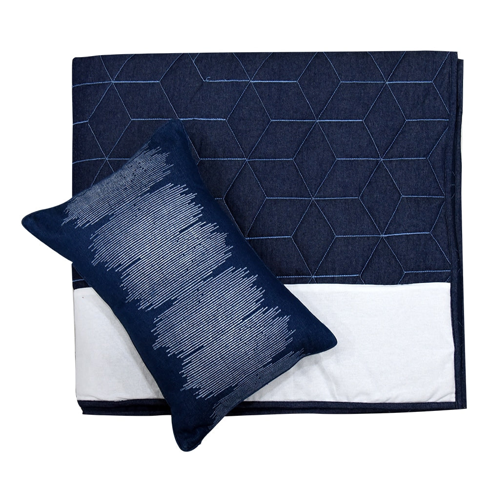 Navy Chambray Quilted Bedspread