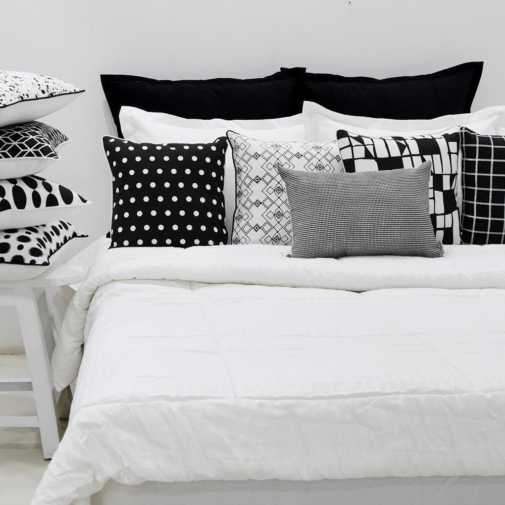 Black & White Luxurious Connectoline Cushion Cover (16"X16") Dotted Geometric Print Pillow Case…