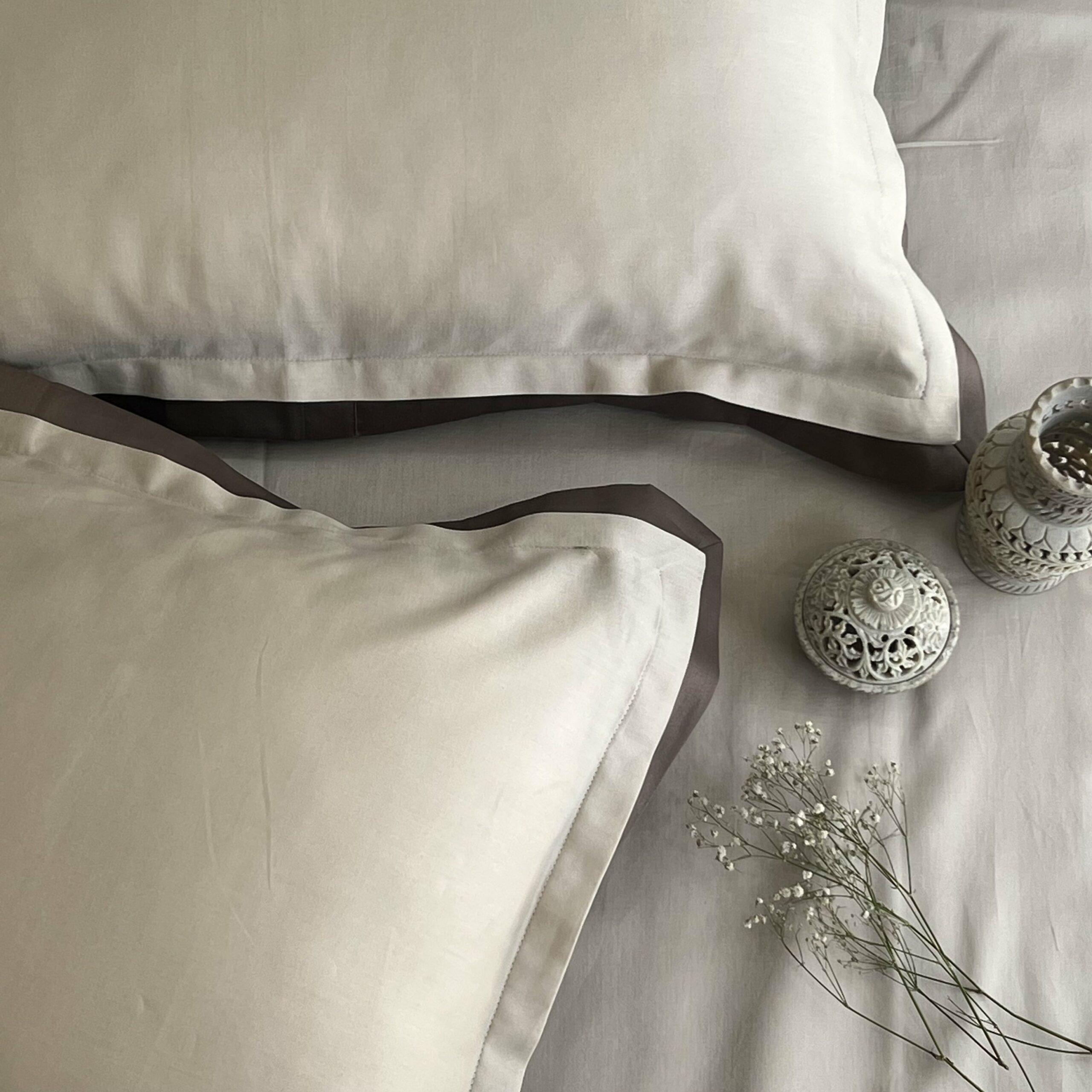 Oats Beige Taupe Duplex Pillow Covers (Set of 2)