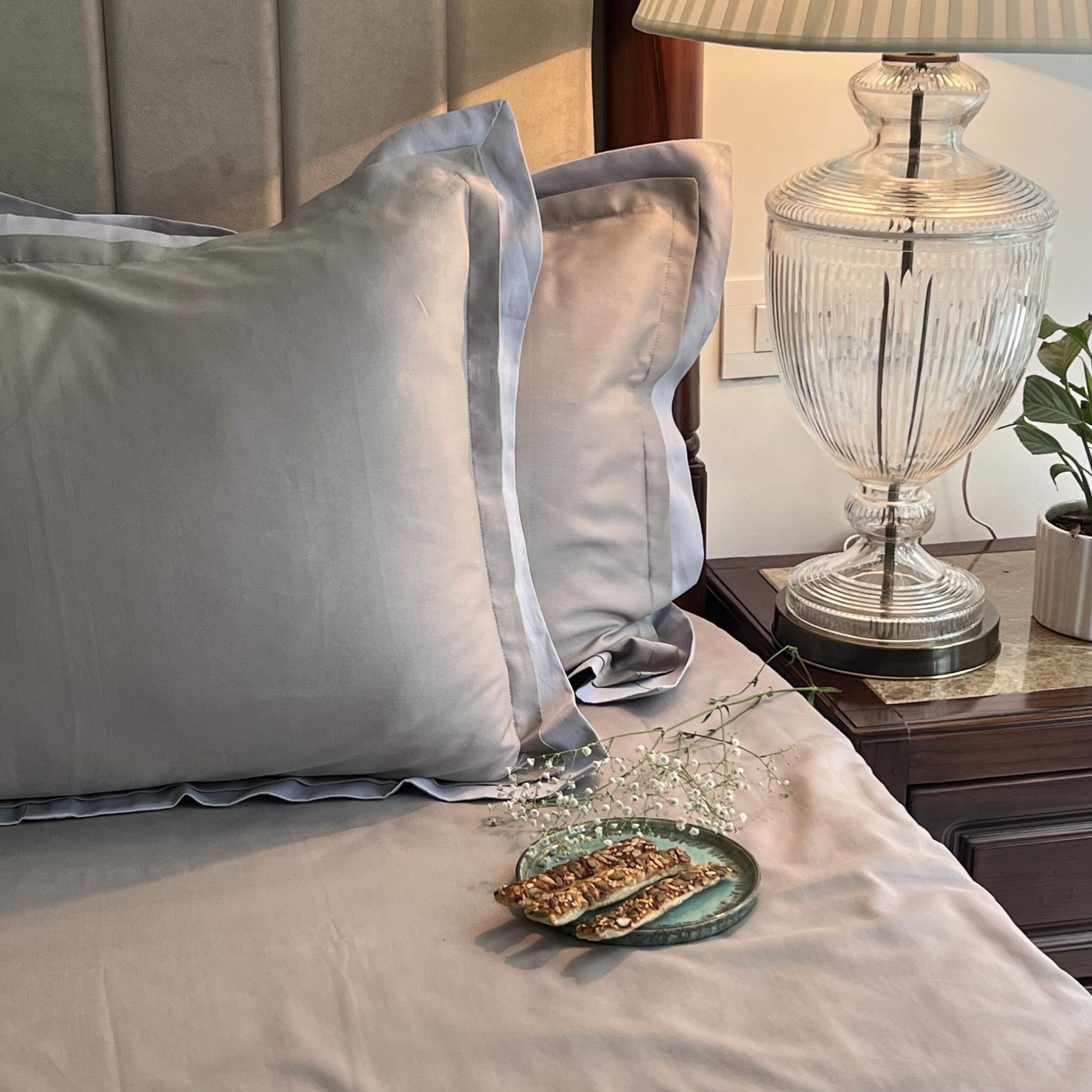 Silver Smoke Blue Duplex Pillow Covers (Set of 2)