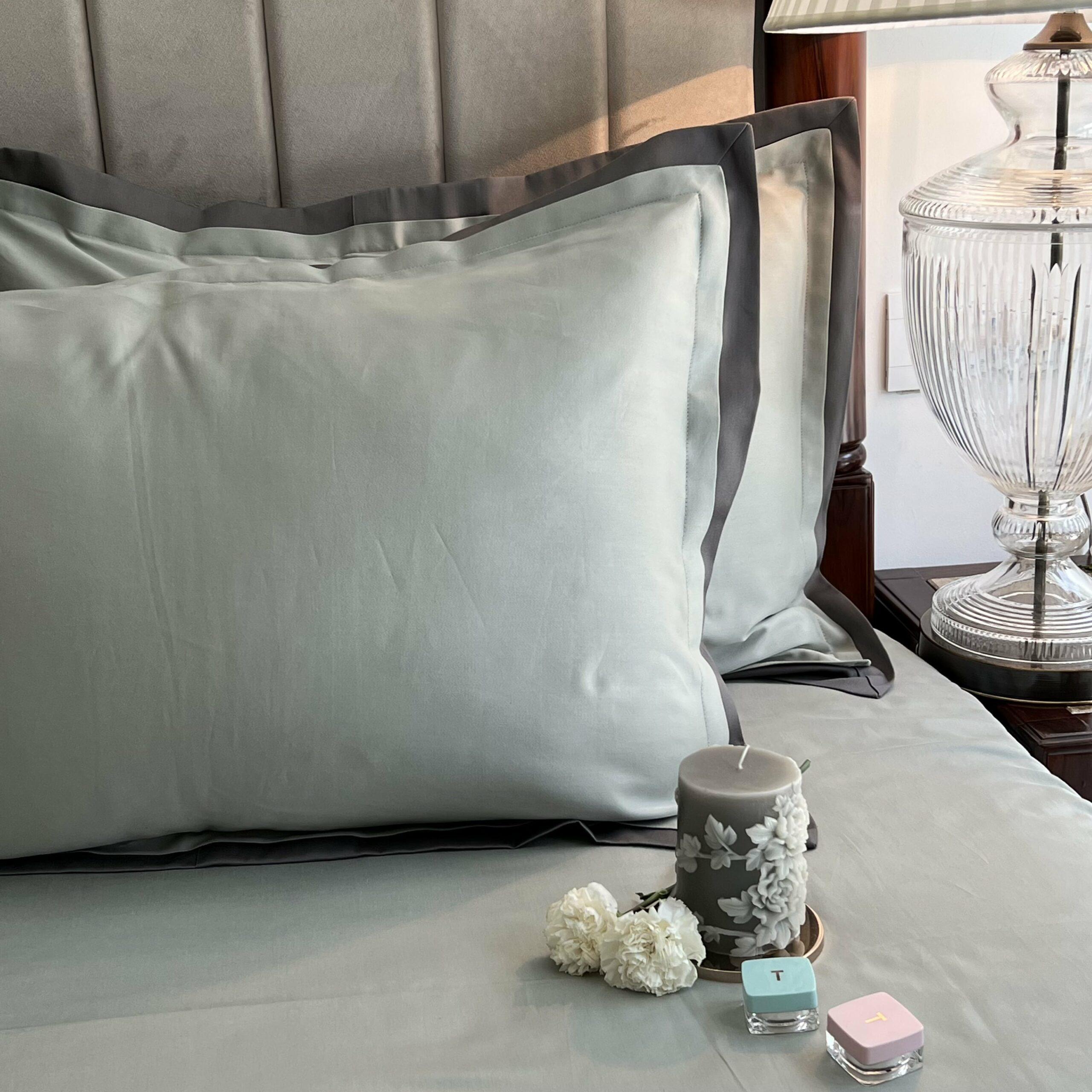 Sage Green Elephant Grey Duplex Pillow Covers (Set of 2)