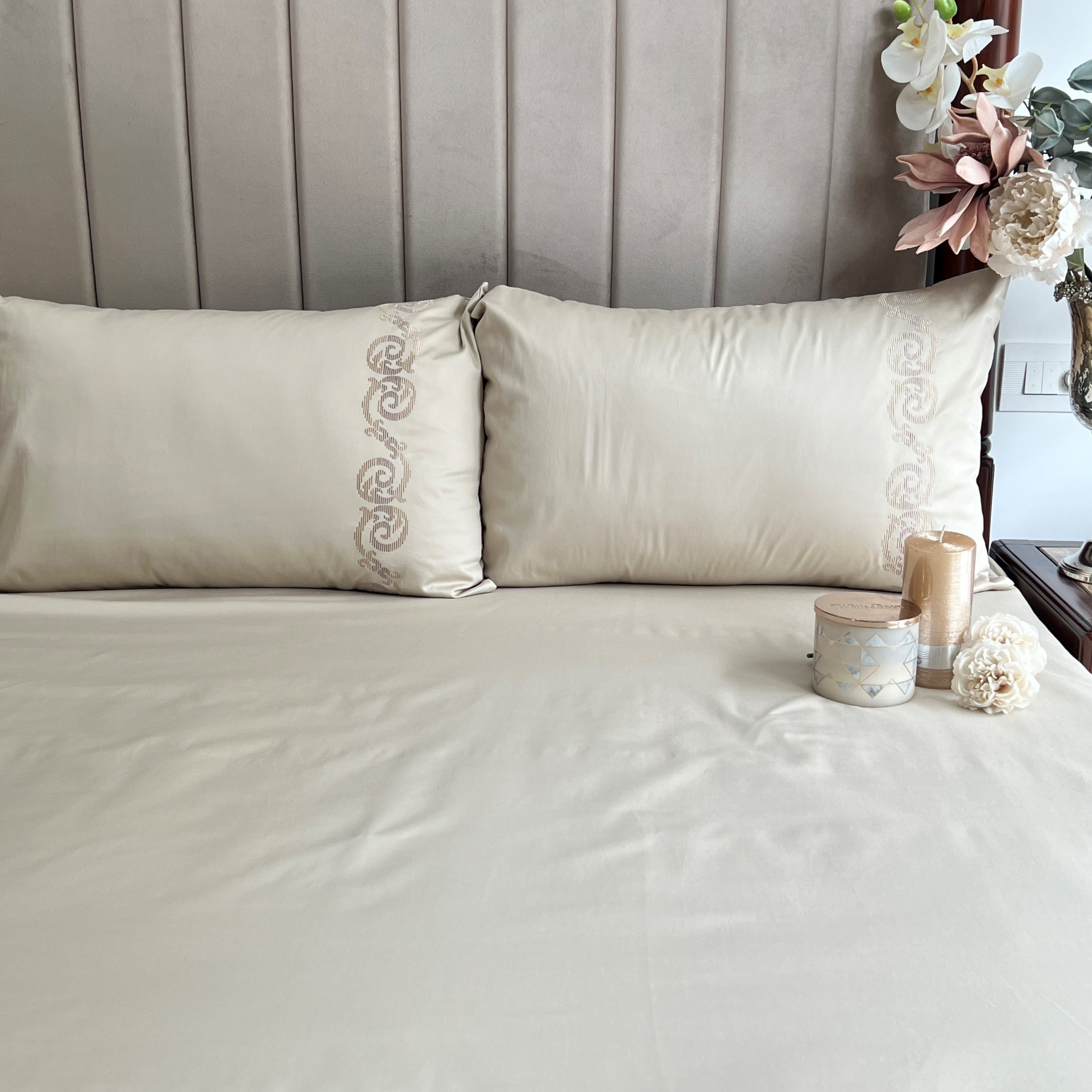 600TC Cotton Diana Beige Beyond Bedsheet Set