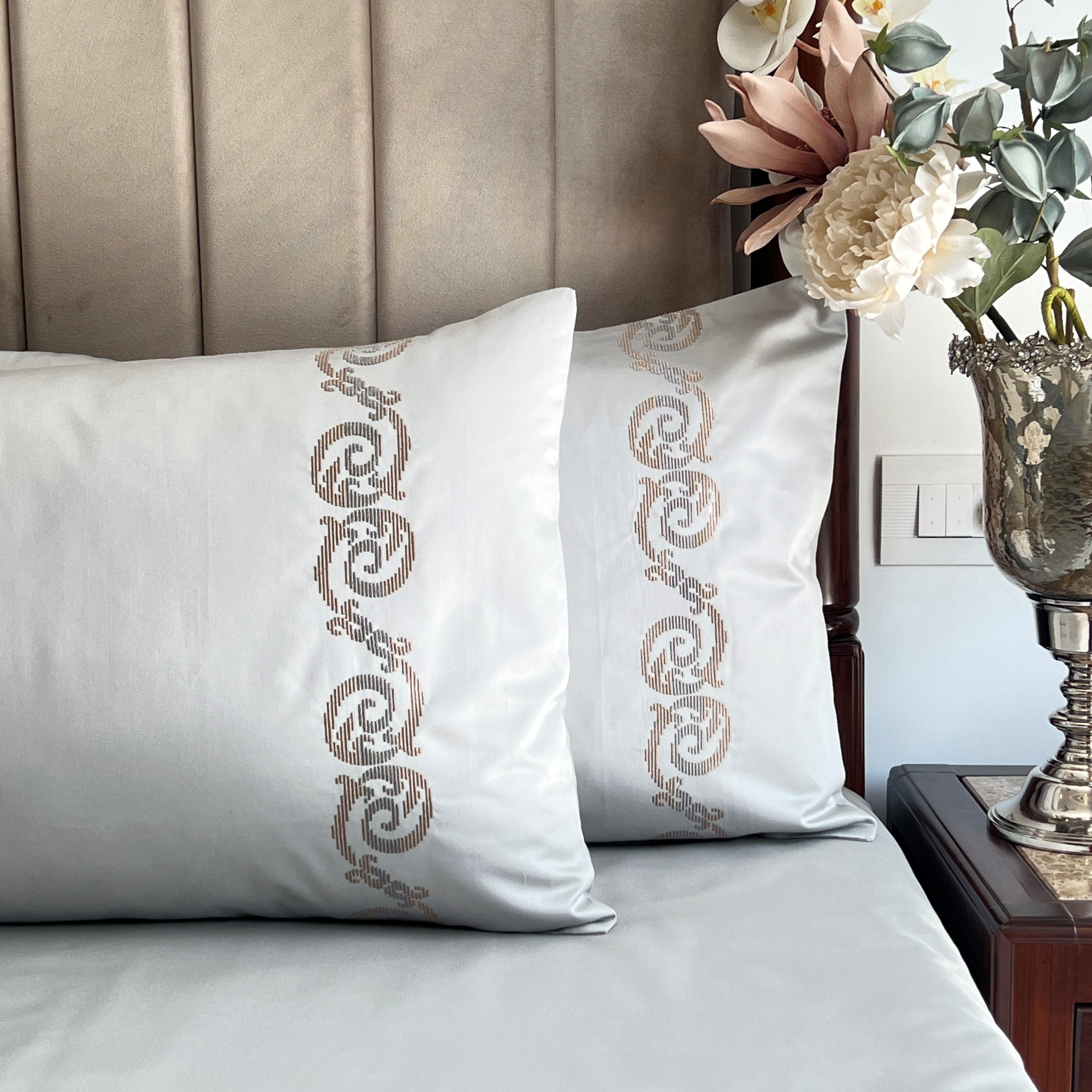 600TC Cotton Diana Pearl Grey Beyond Bedsheet Set