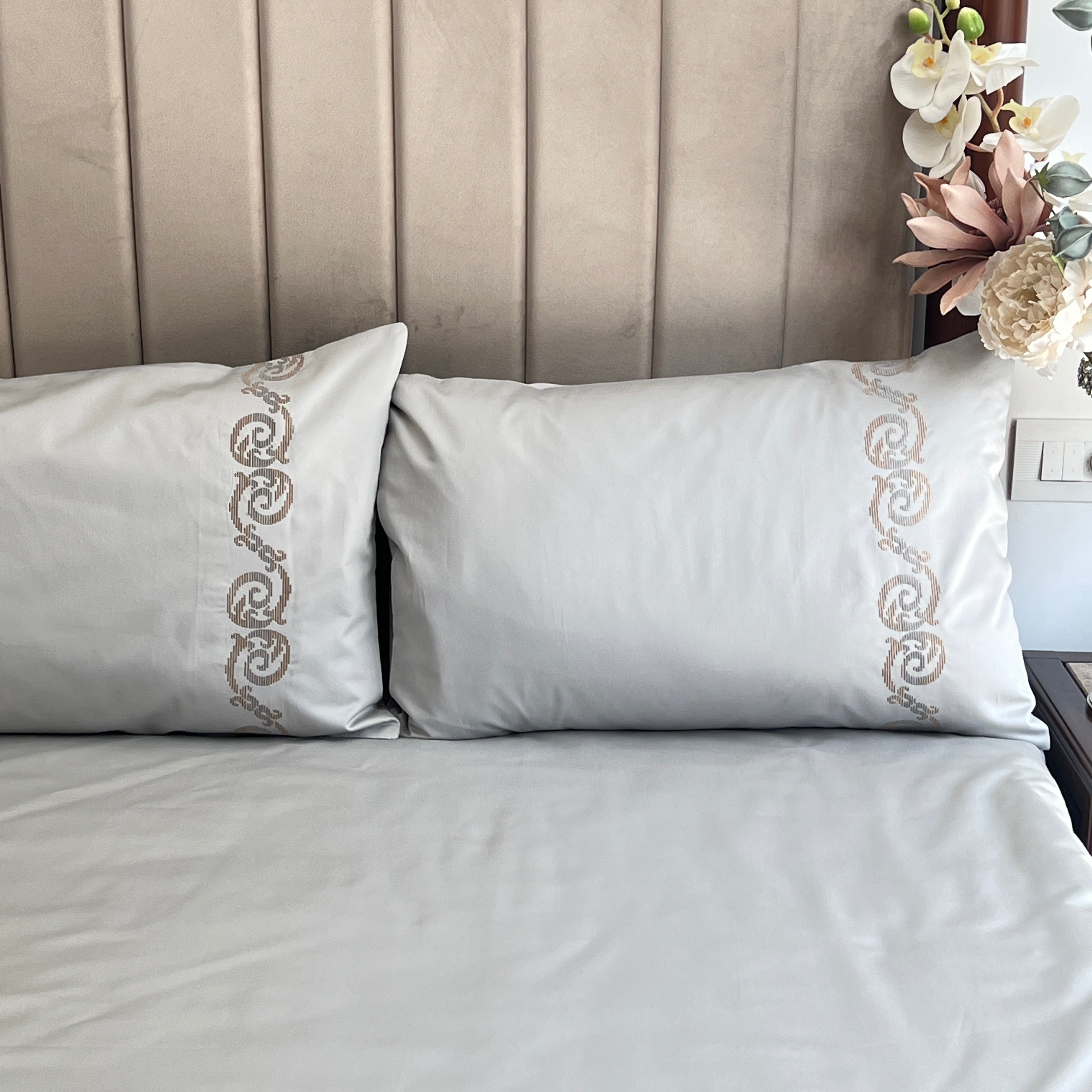 600TC Cotton Diana Pearl Grey Beyond Bedsheet Set